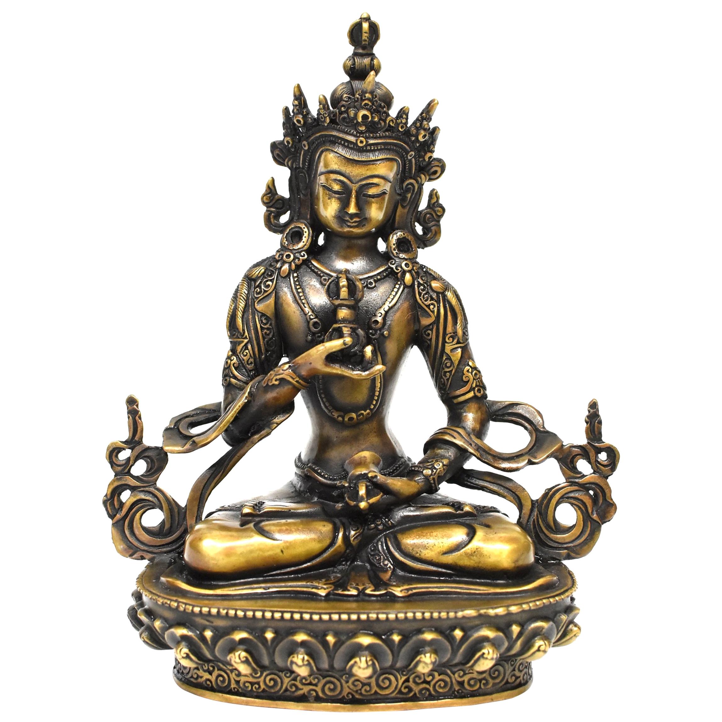 Tibetan Statue of Vajrassatva Buddha, Antique Gold Finish