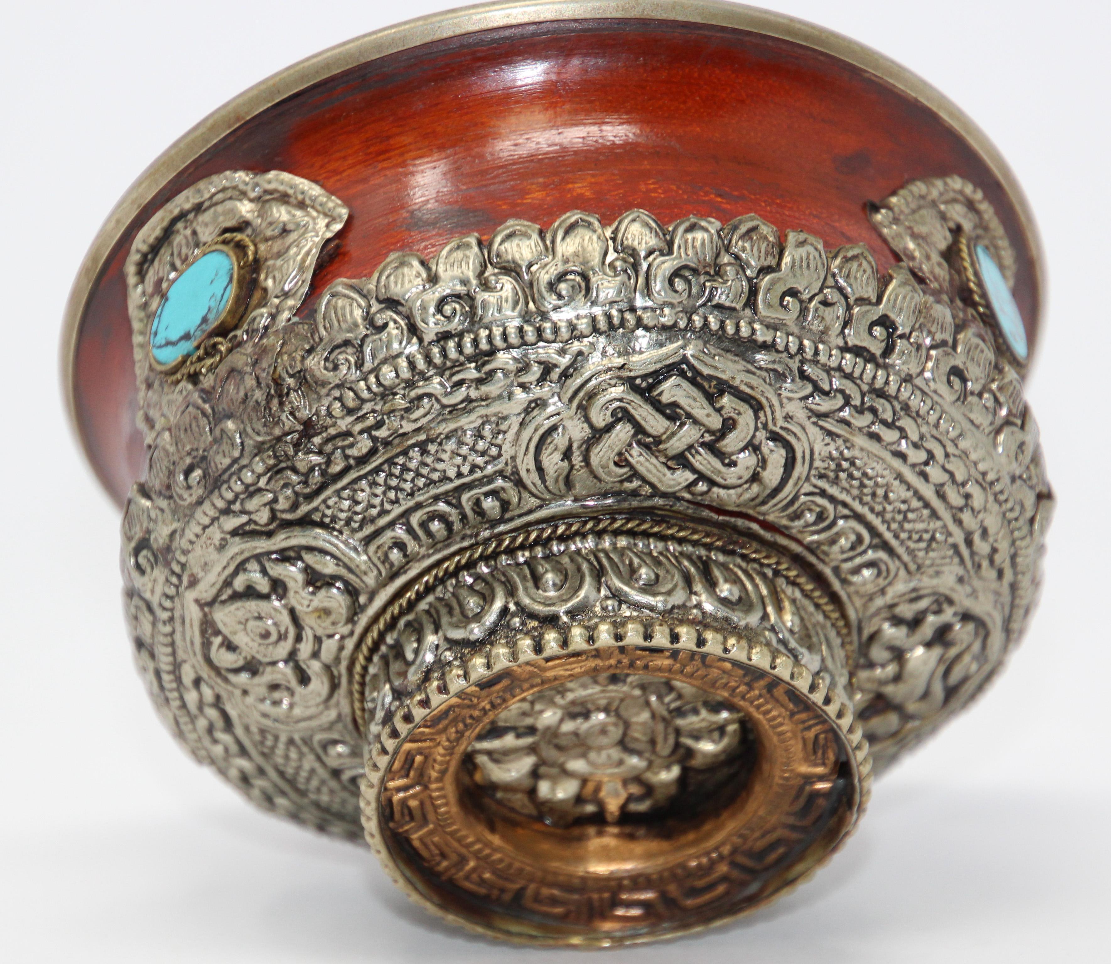 Tibetan Style Metal Ceremonial Offering Bowl 2