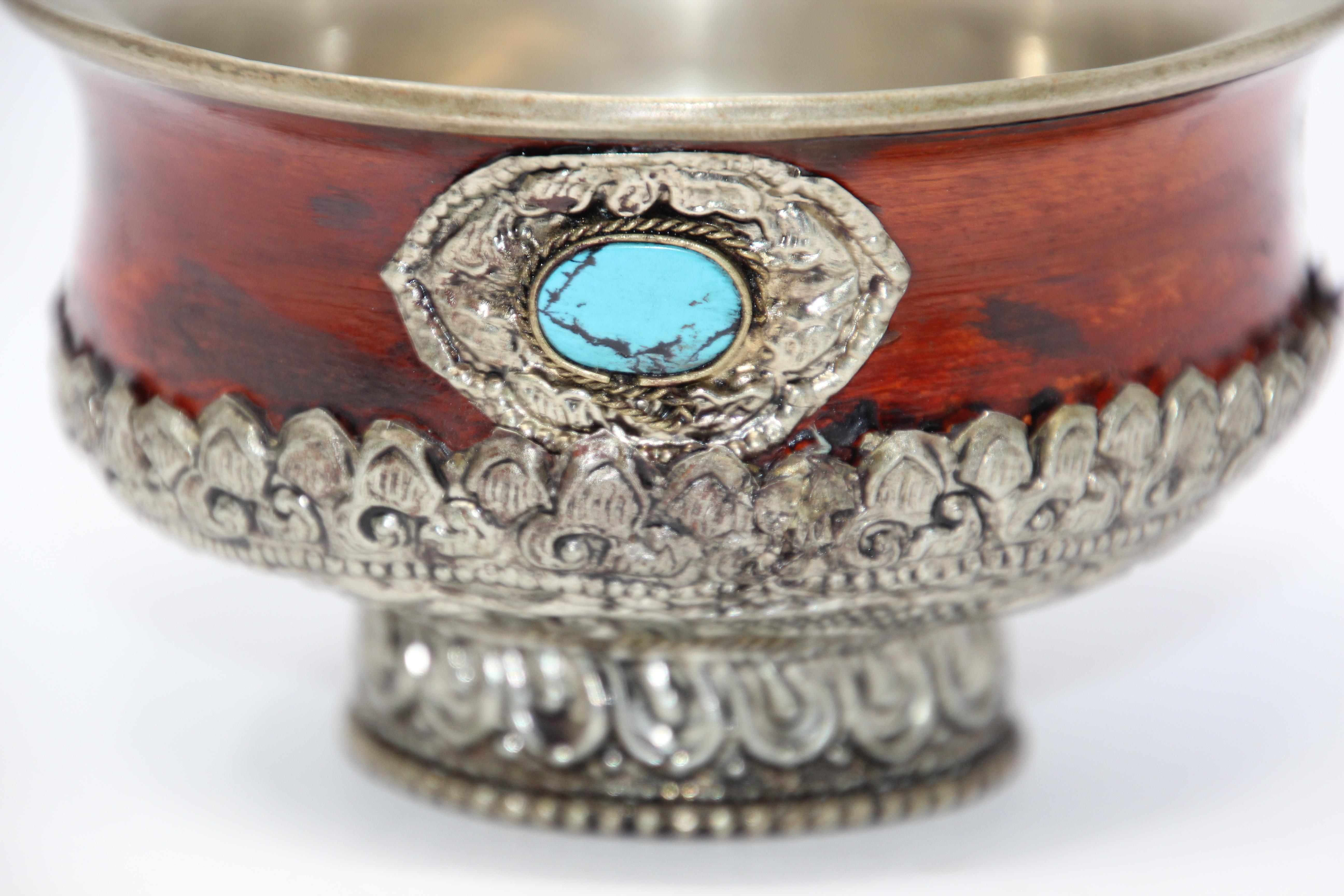 20th Century Tibetan Style Metal Ceremonial Offering Bowl