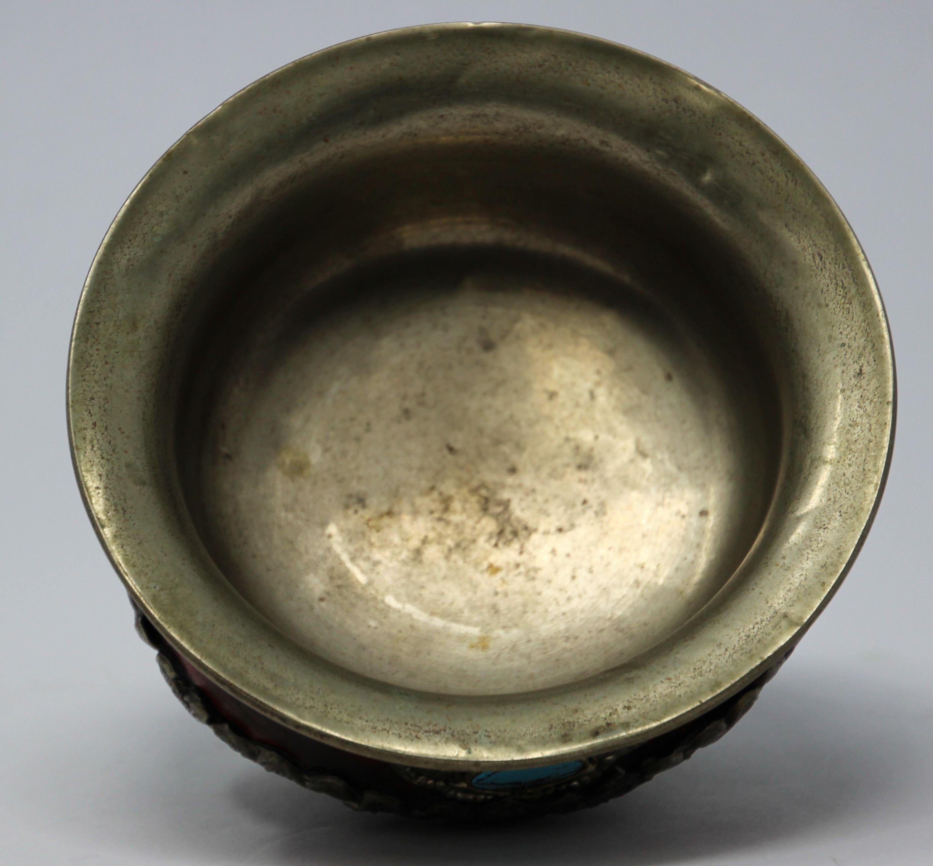 Tibetan Style Metal Ceremonial Offering Bowl 1