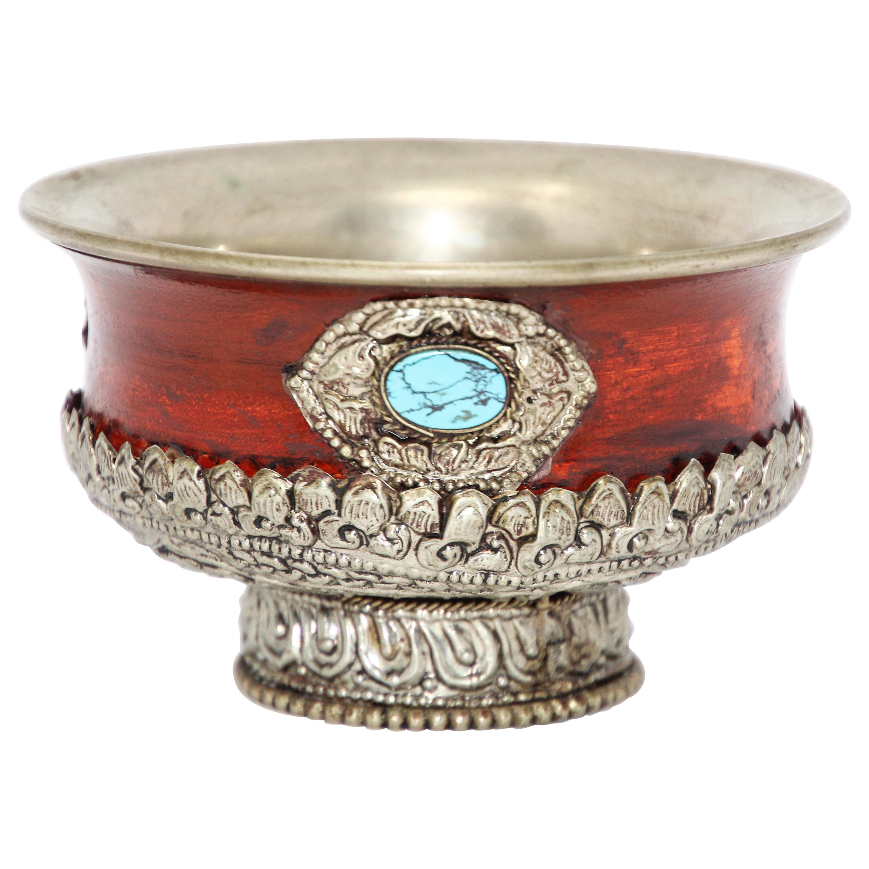 Tibetan Style Metal Ceremonial Offering Bowl