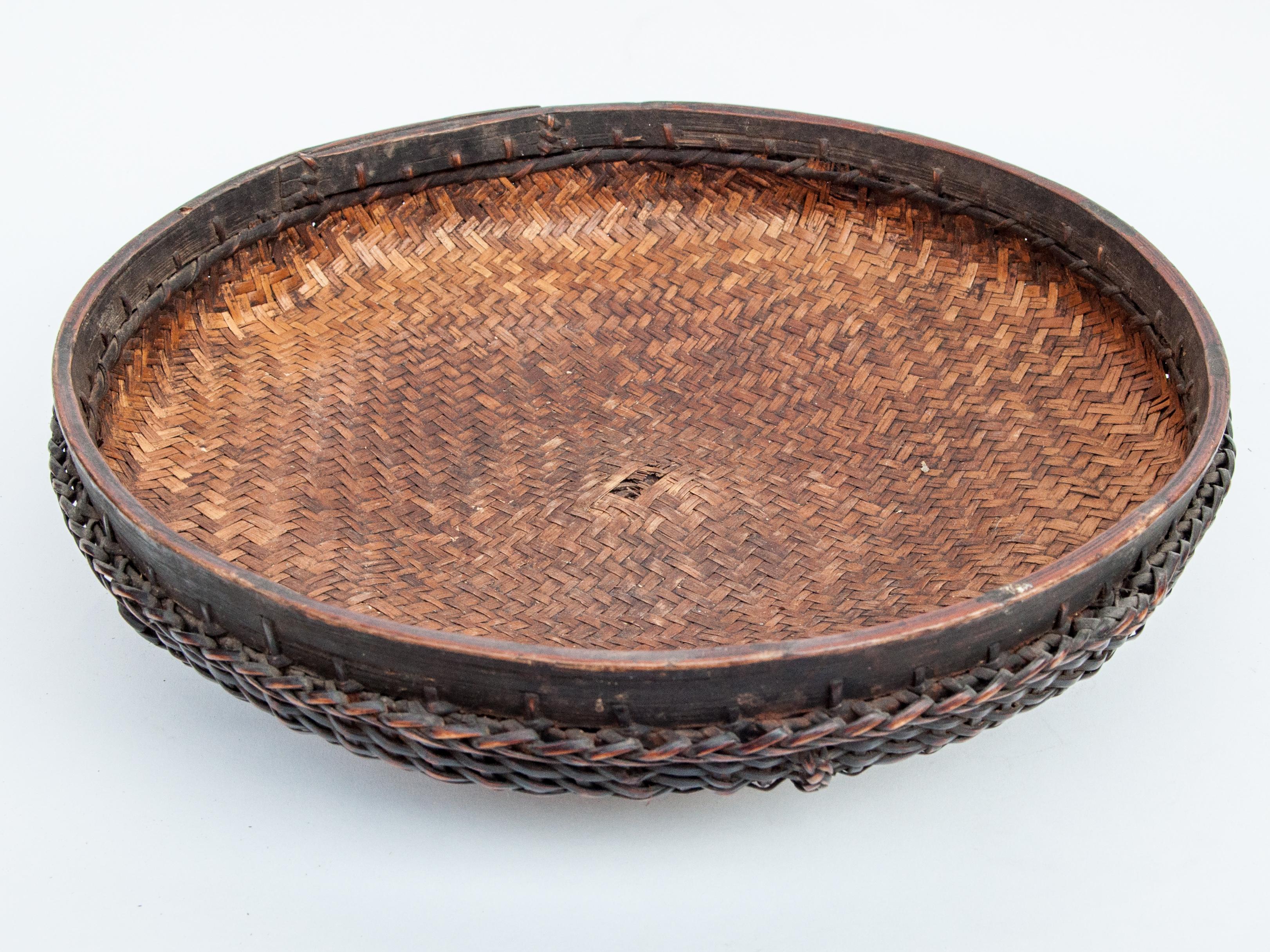Tibetan Style Tribal Food Basket with Lid from Tibet or Bhutan, Mid-20th Century 9
