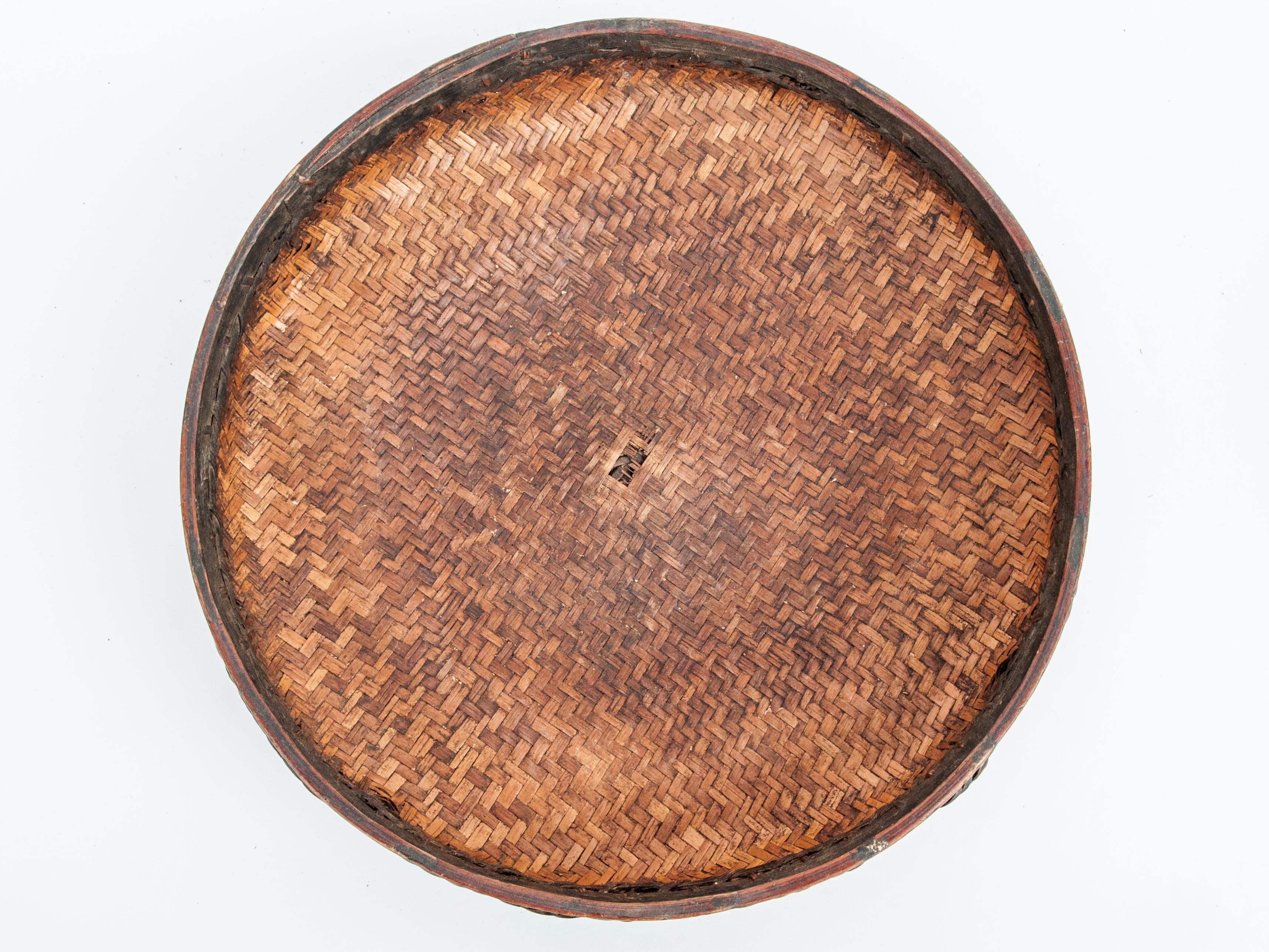 Tibetan Style Tribal Food Basket with Lid from Tibet or Bhutan, Mid-20th Century 10