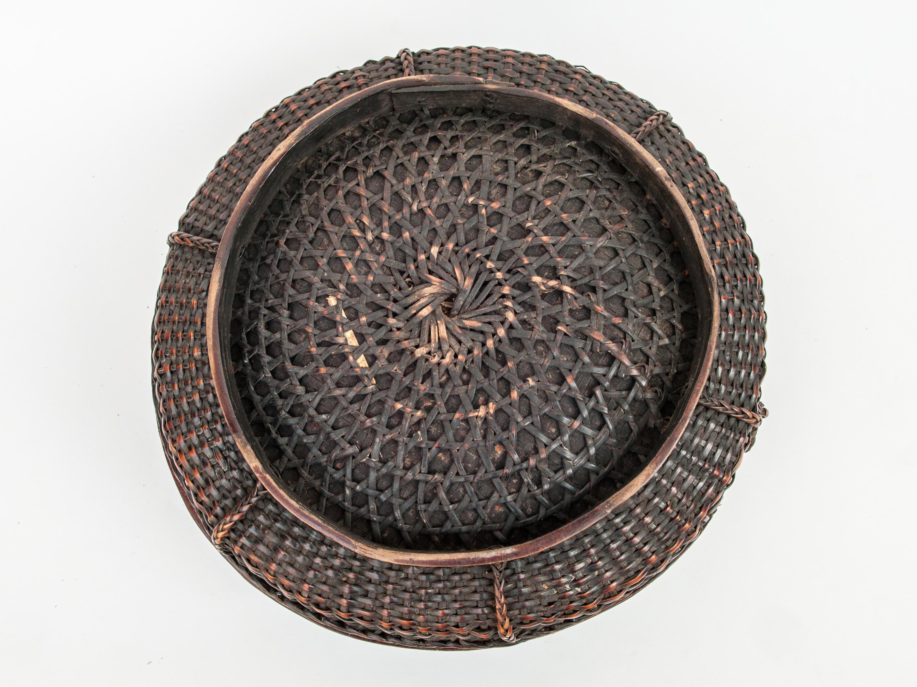 Tibetan Style Tribal Food Basket with Lid from Tibet or Bhutan, Mid-20th Century 13