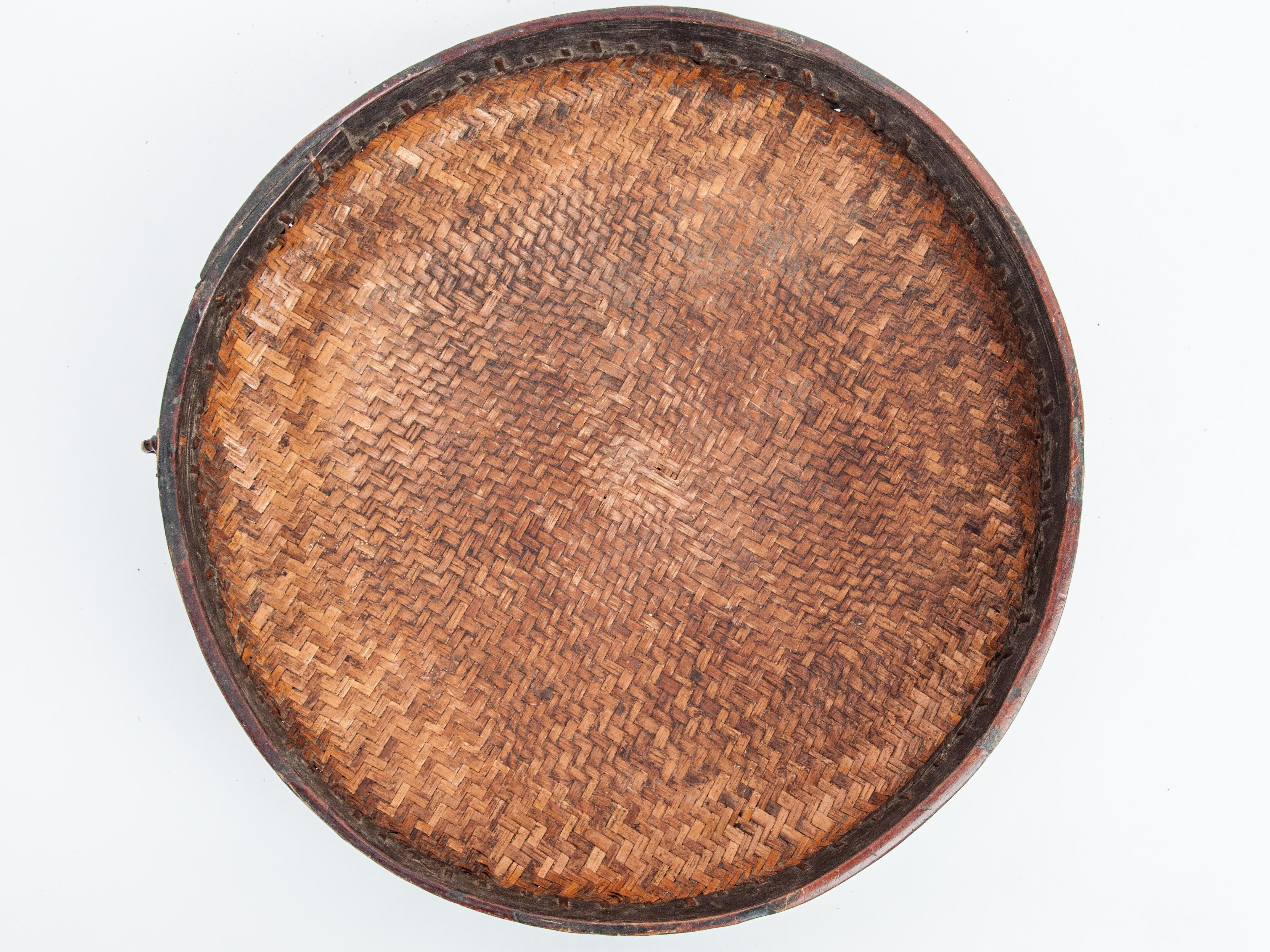 Tibetan Style Tribal Food Basket with Lid from Tibet or Bhutan, Mid-20th Century 14