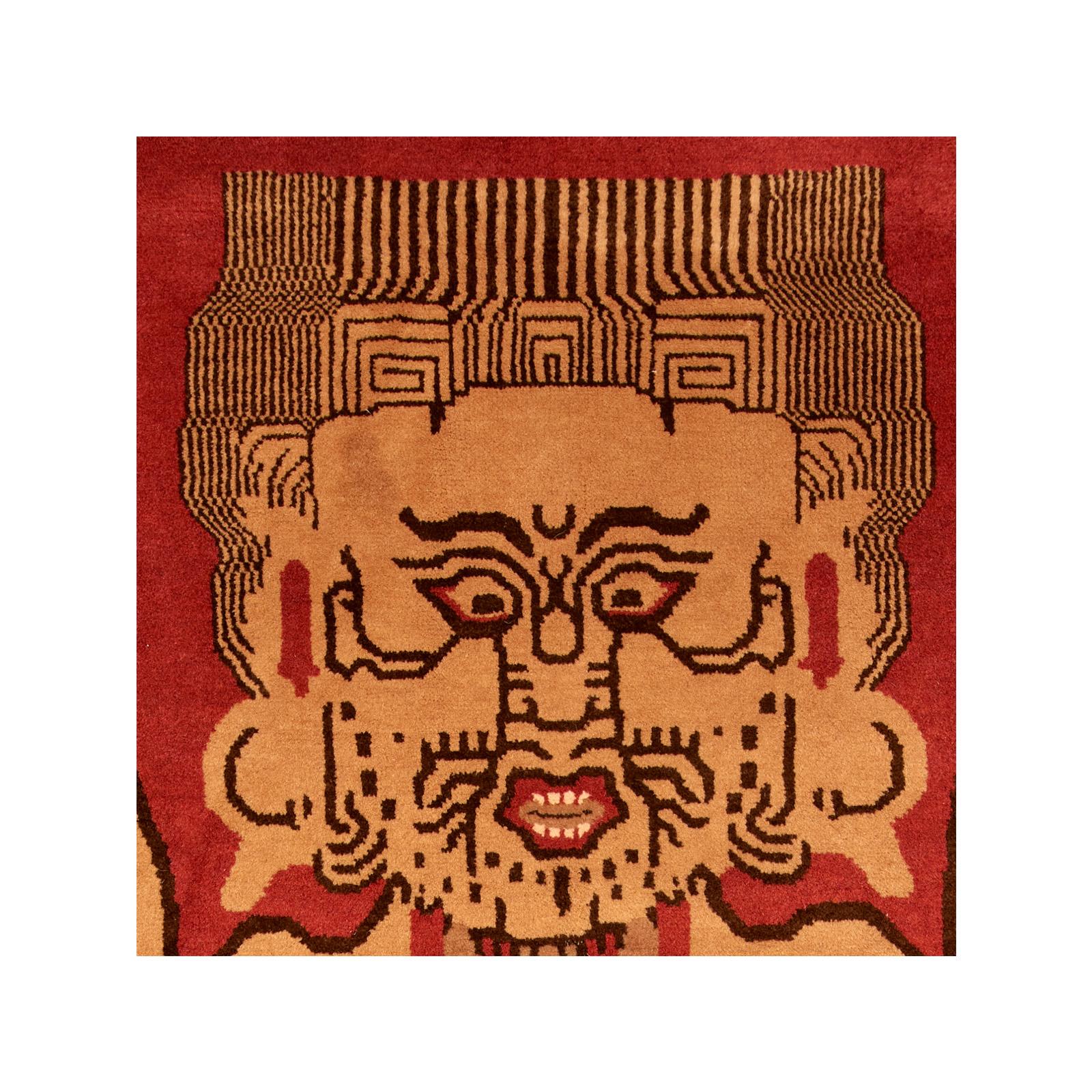 Un suggestivo tappeto tantrico tibetano che raffigura un uomo scorticato su un campo rosso intenso. Pelo e manico molto belli. 4'1 x 6

I tappeti tantrici tibetani erano generalmente prodotti e utilizzati dai praticanti del buddismo esoterico