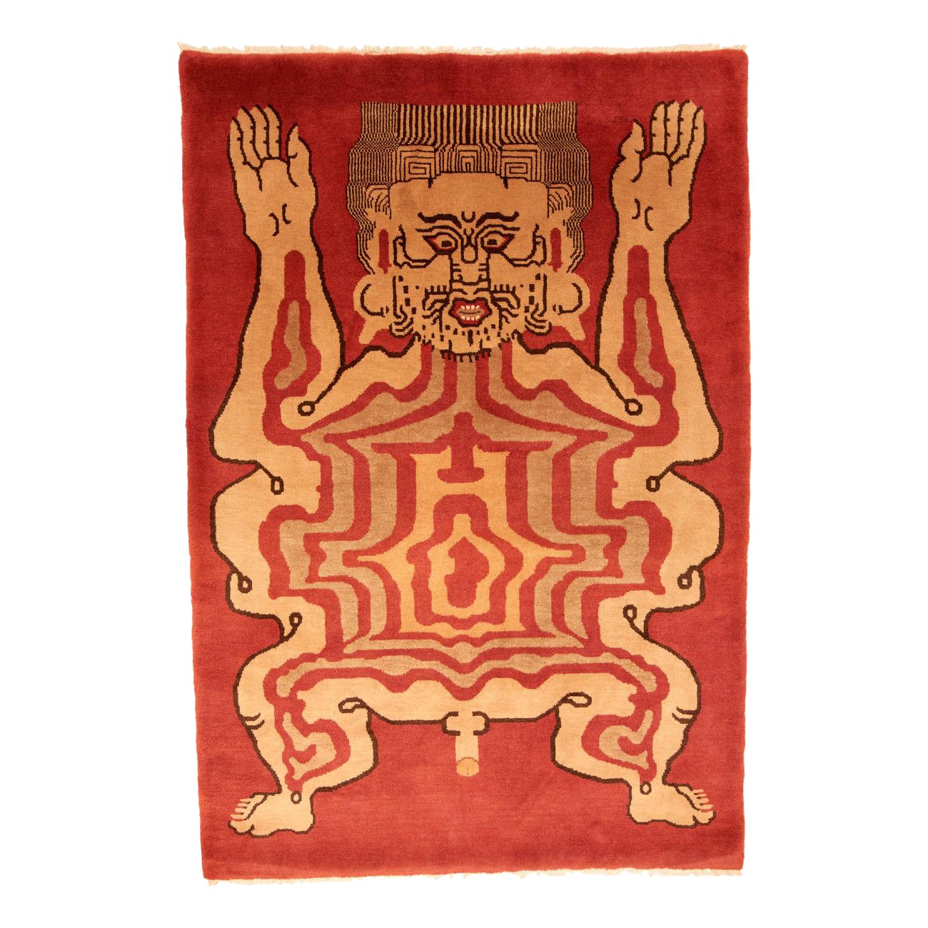 Tappeto tantrico tibetano con uomo scorticato in vendita