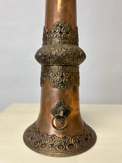 Tibetan Telescoping Long Horn Brass Copper Gems