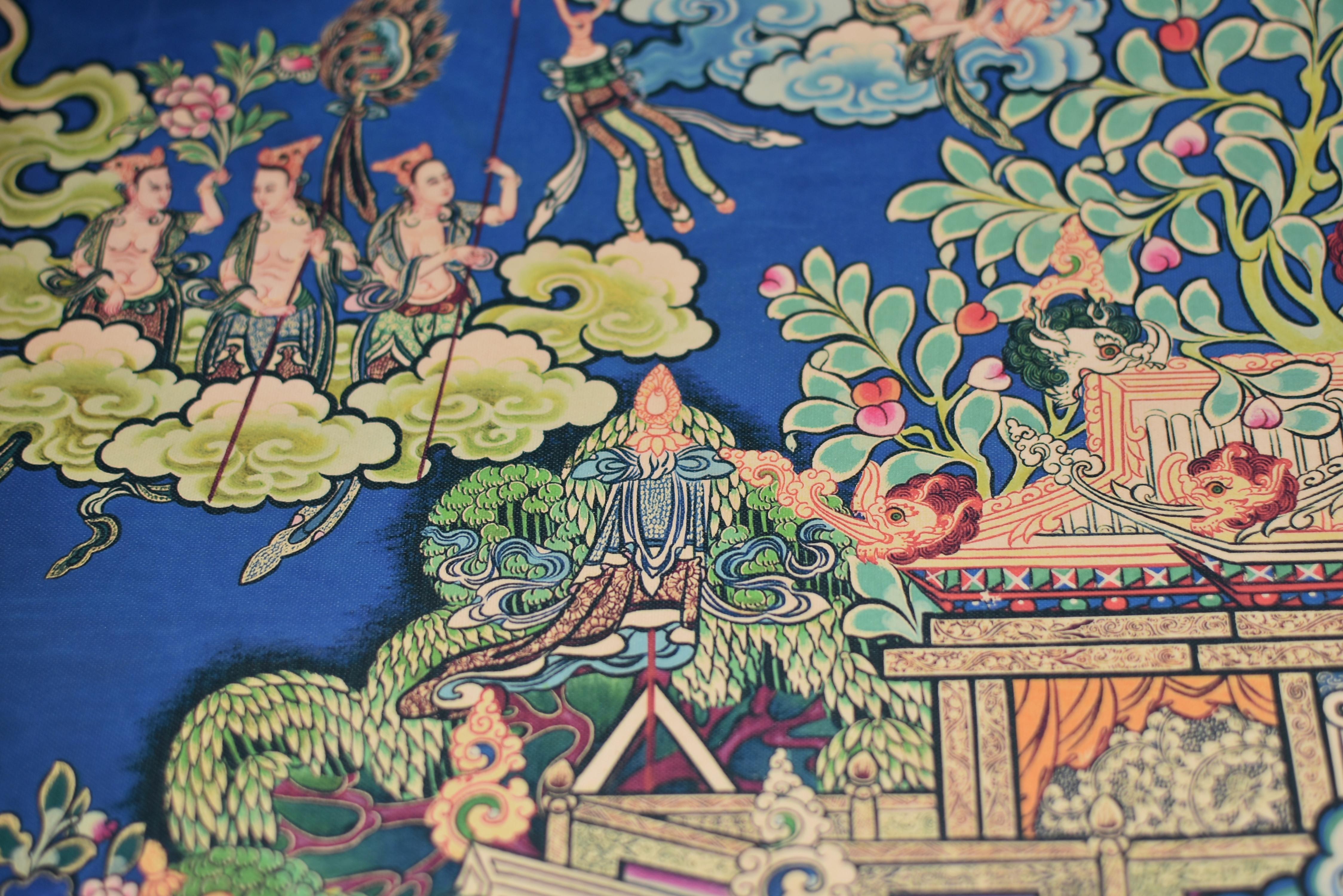 Tibetan Thangka Dorje Drolo with Lapis Background 1
