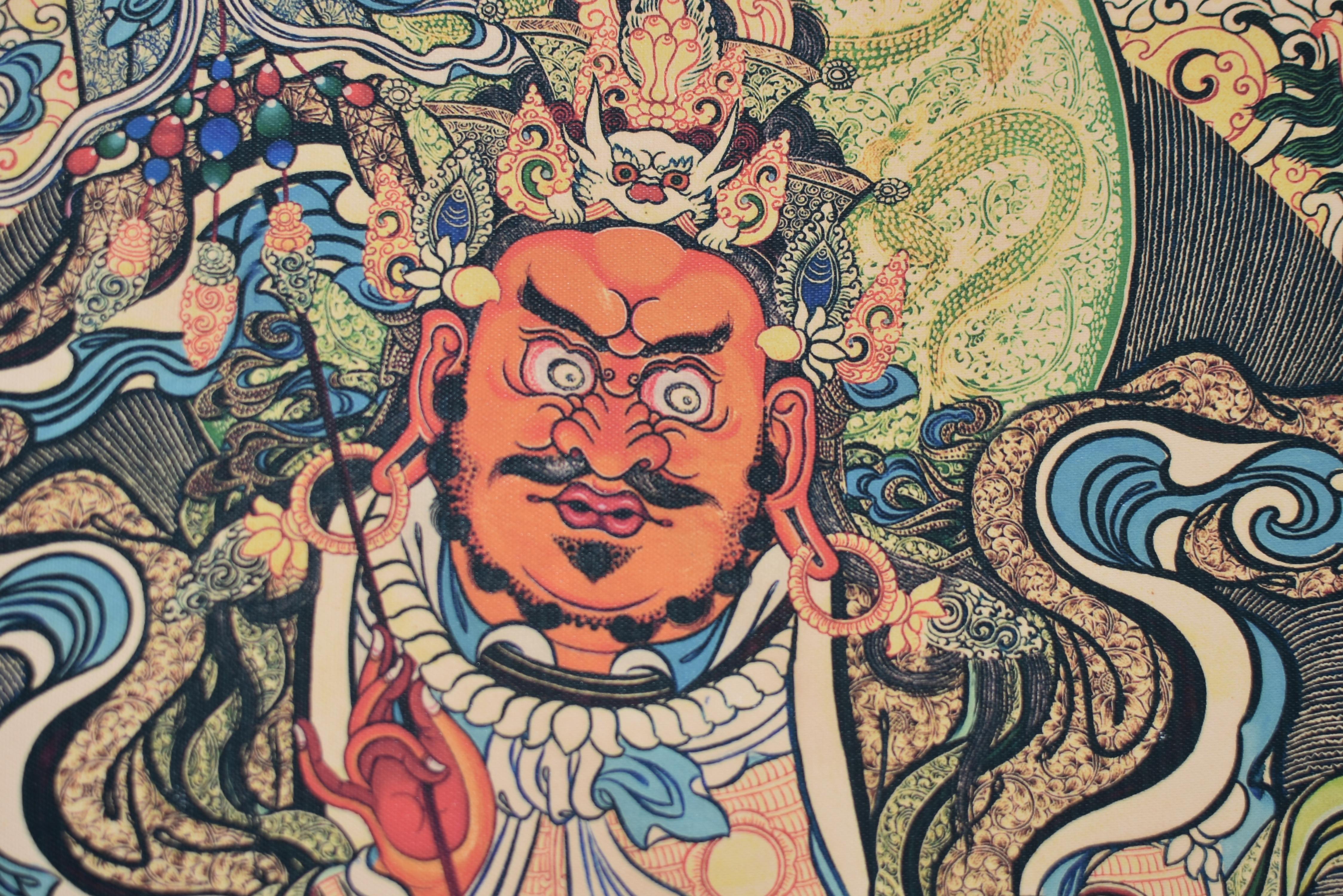 Tibetan Thangka Dorje Drolo with Lapis Background 3