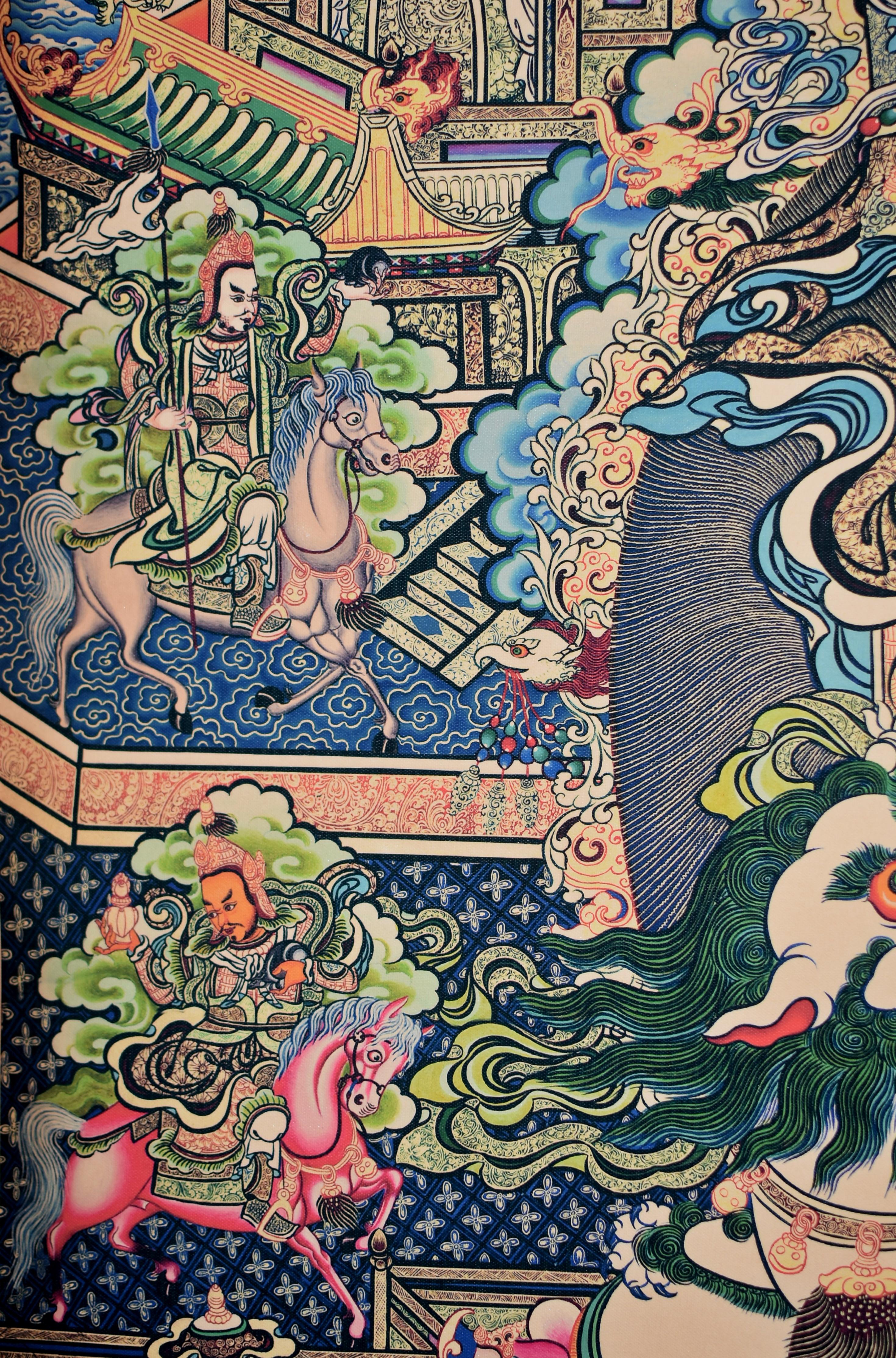 Tibetan Thangka Dorje Drolo with Lapis Background 4
