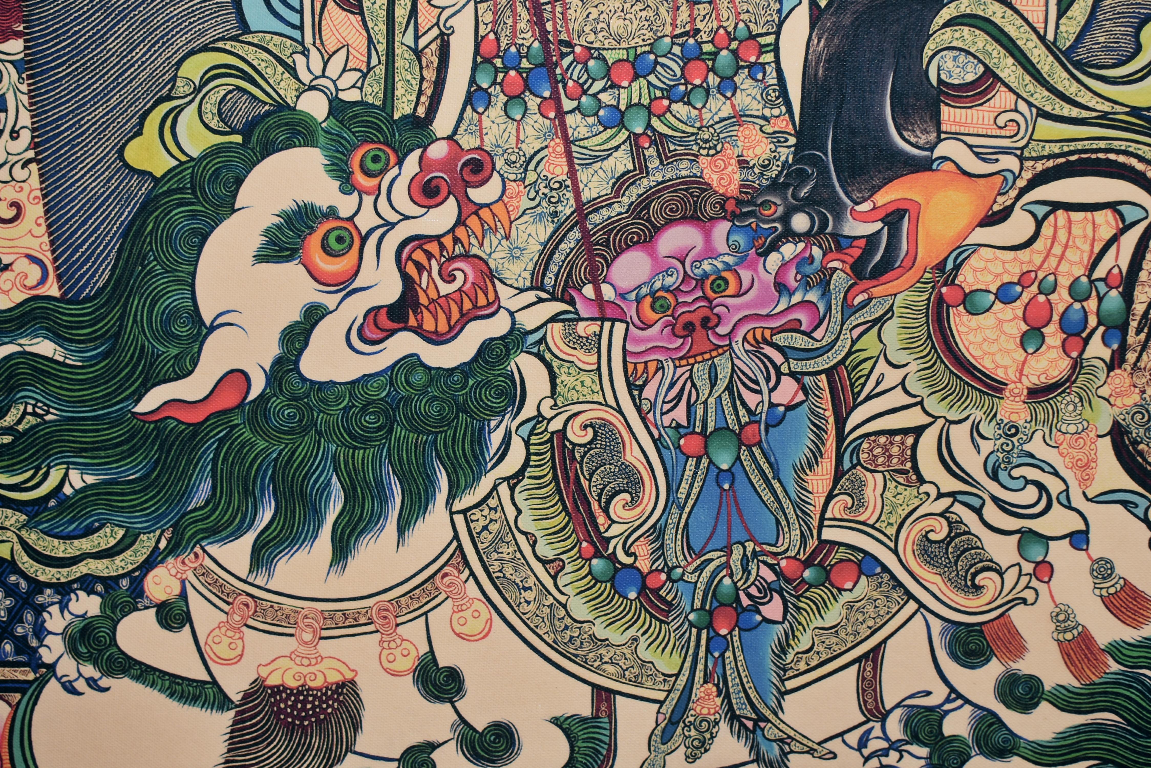 Tibetan Thangka Dorje Drolo with Lapis Background 5