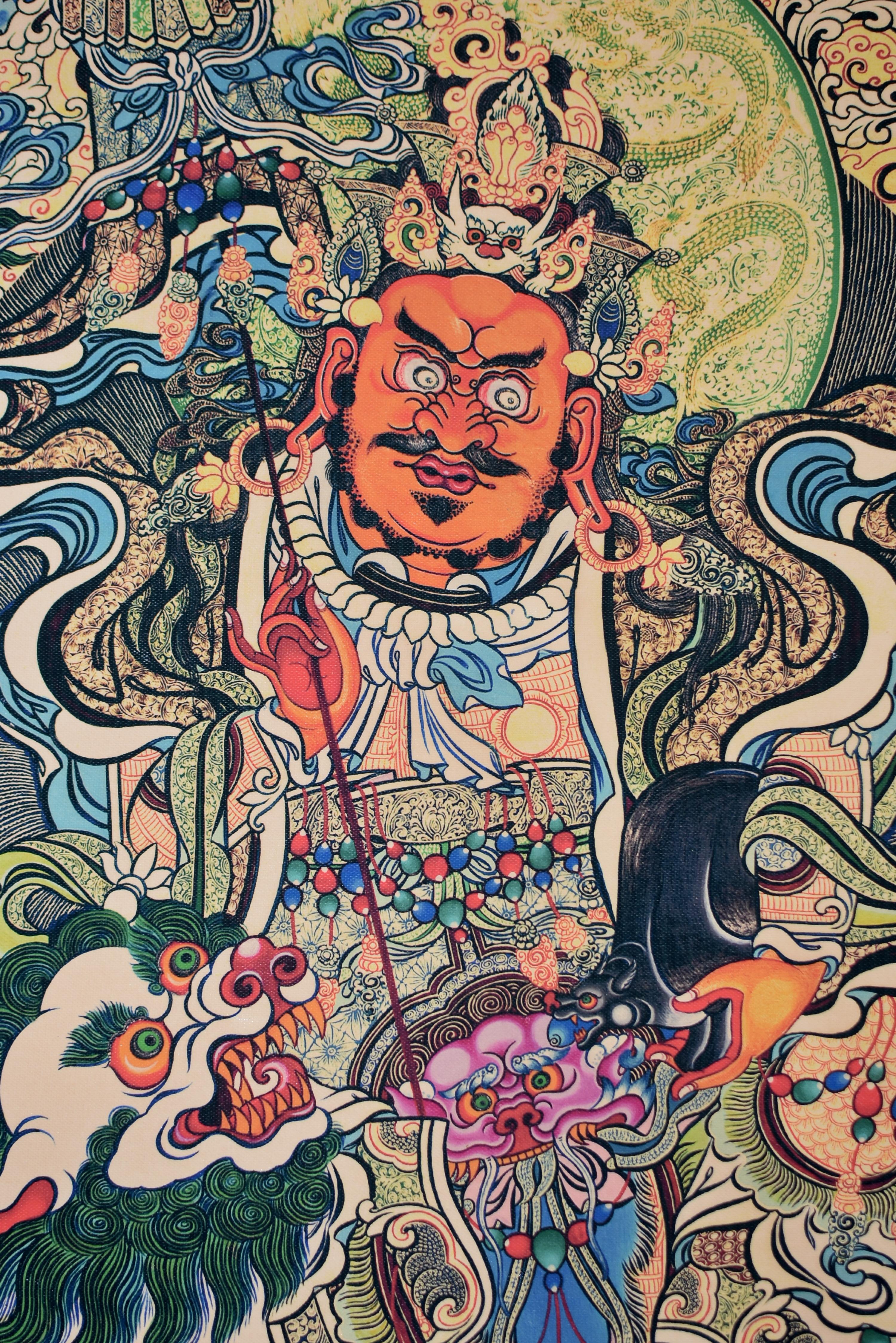 Tibetan Thangka Dorje Drolo with Lapis Background 7