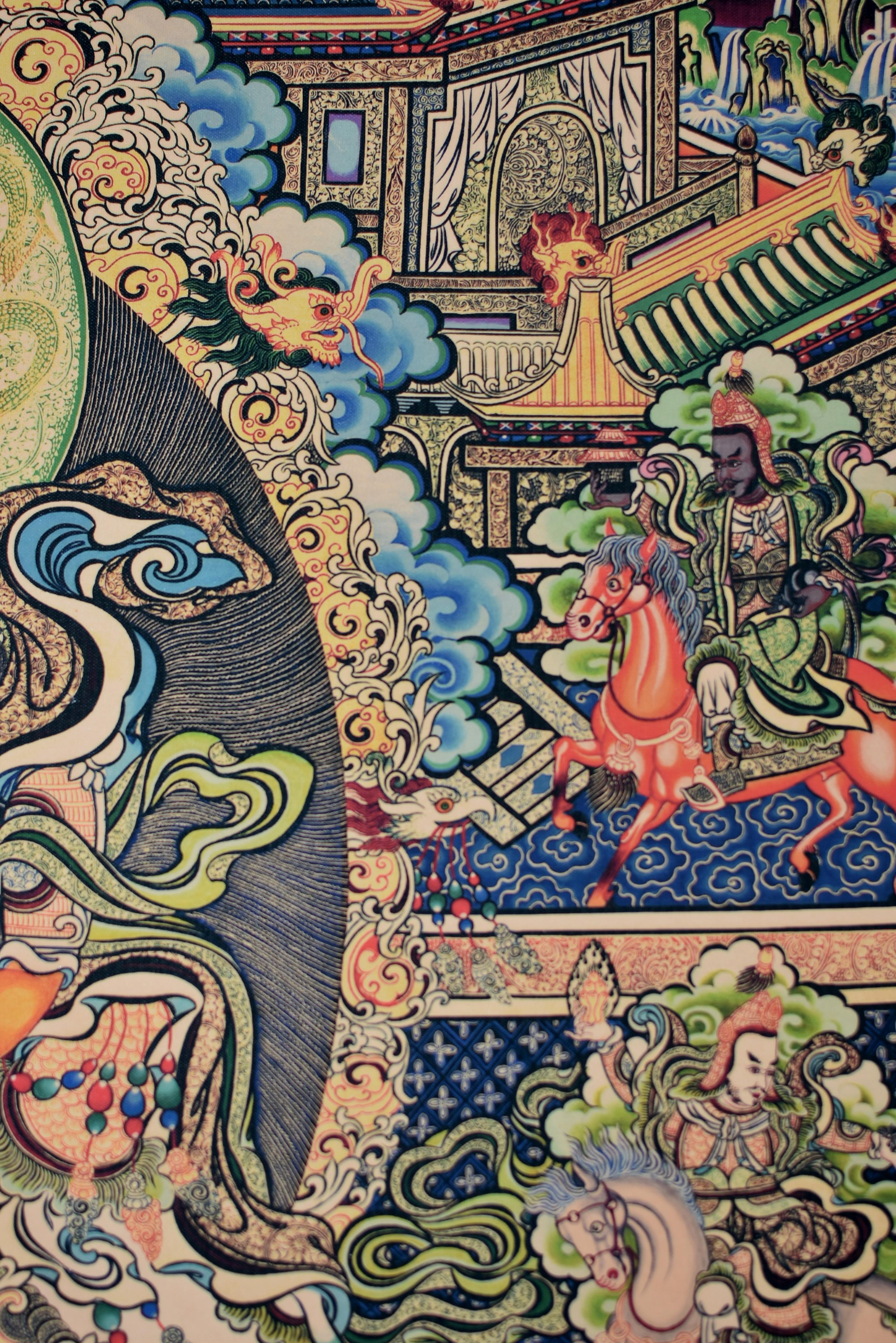 Tibetan Thangka Dorje Drolo with Lapis Background 8