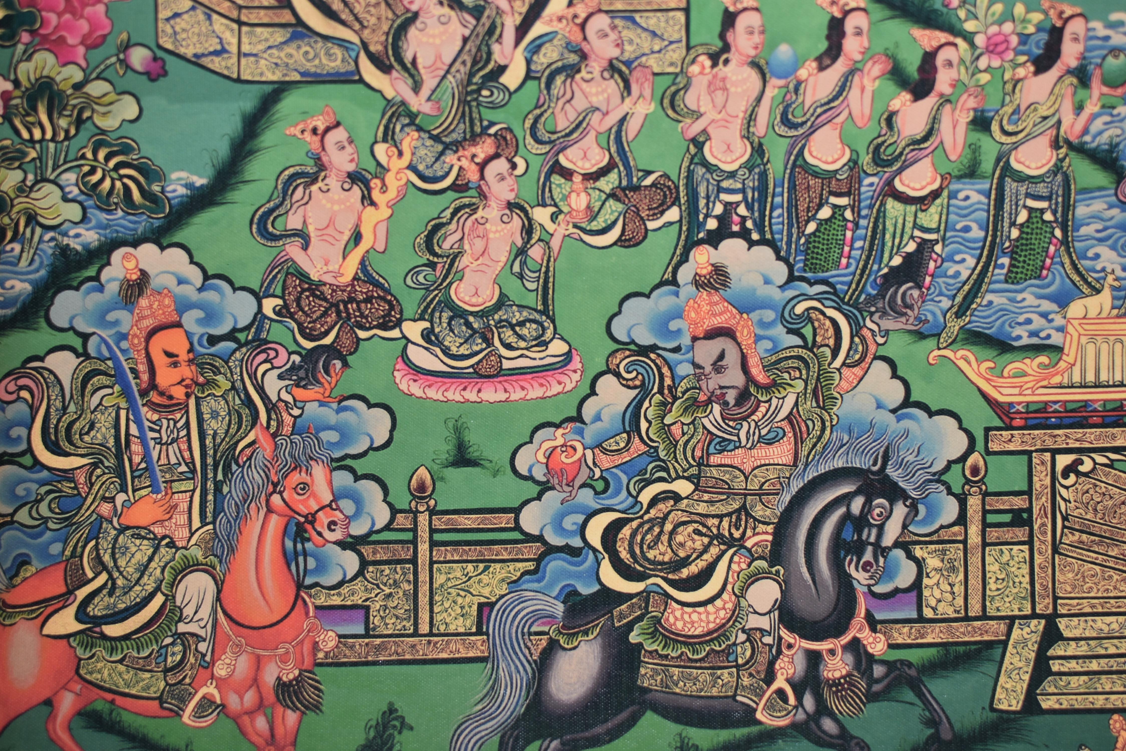 Paper Tibetan Thangka Dorje Drolo with Lapis Background