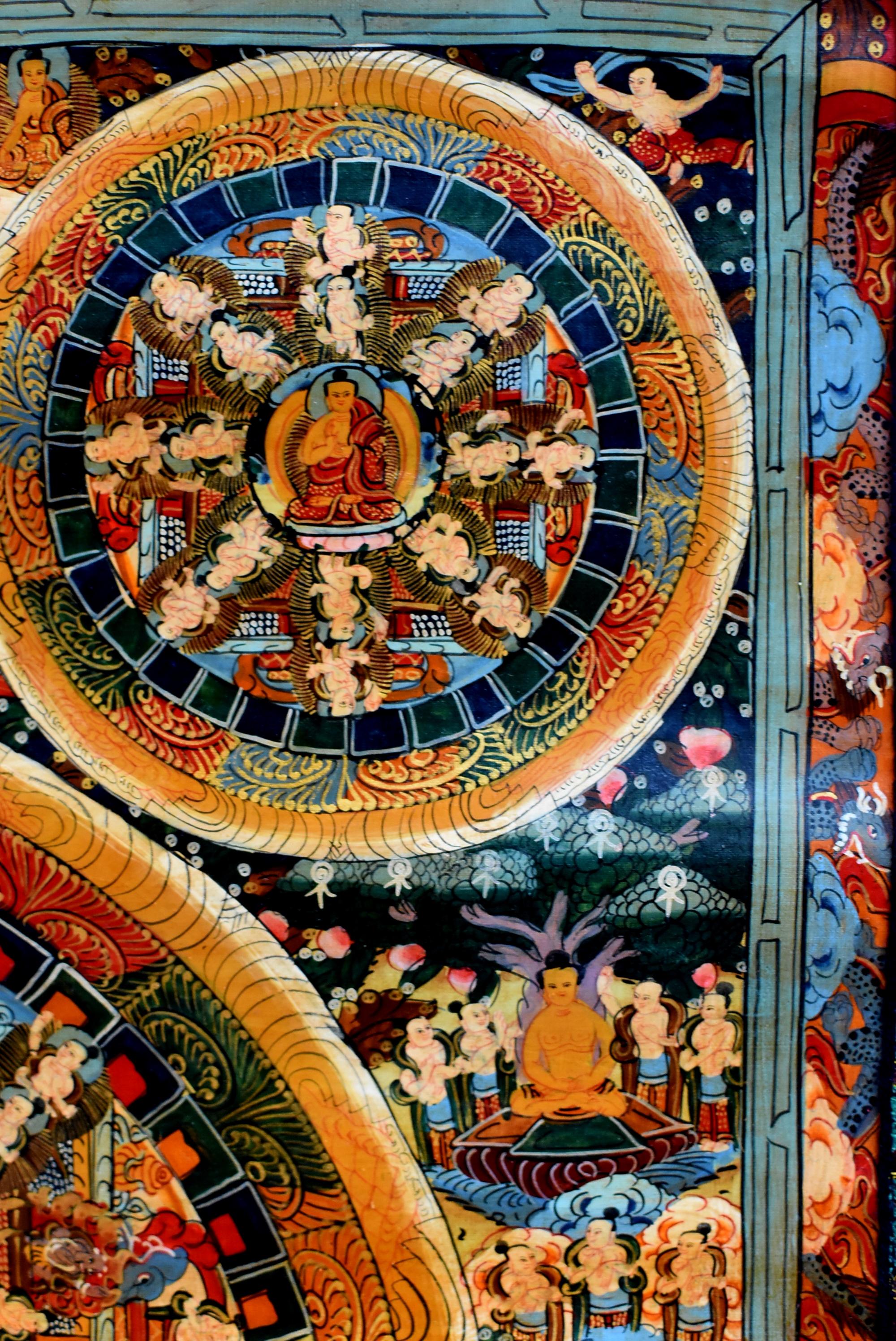 Tibetan Thangka Life of Buddha, Hand Painted Tanka 1