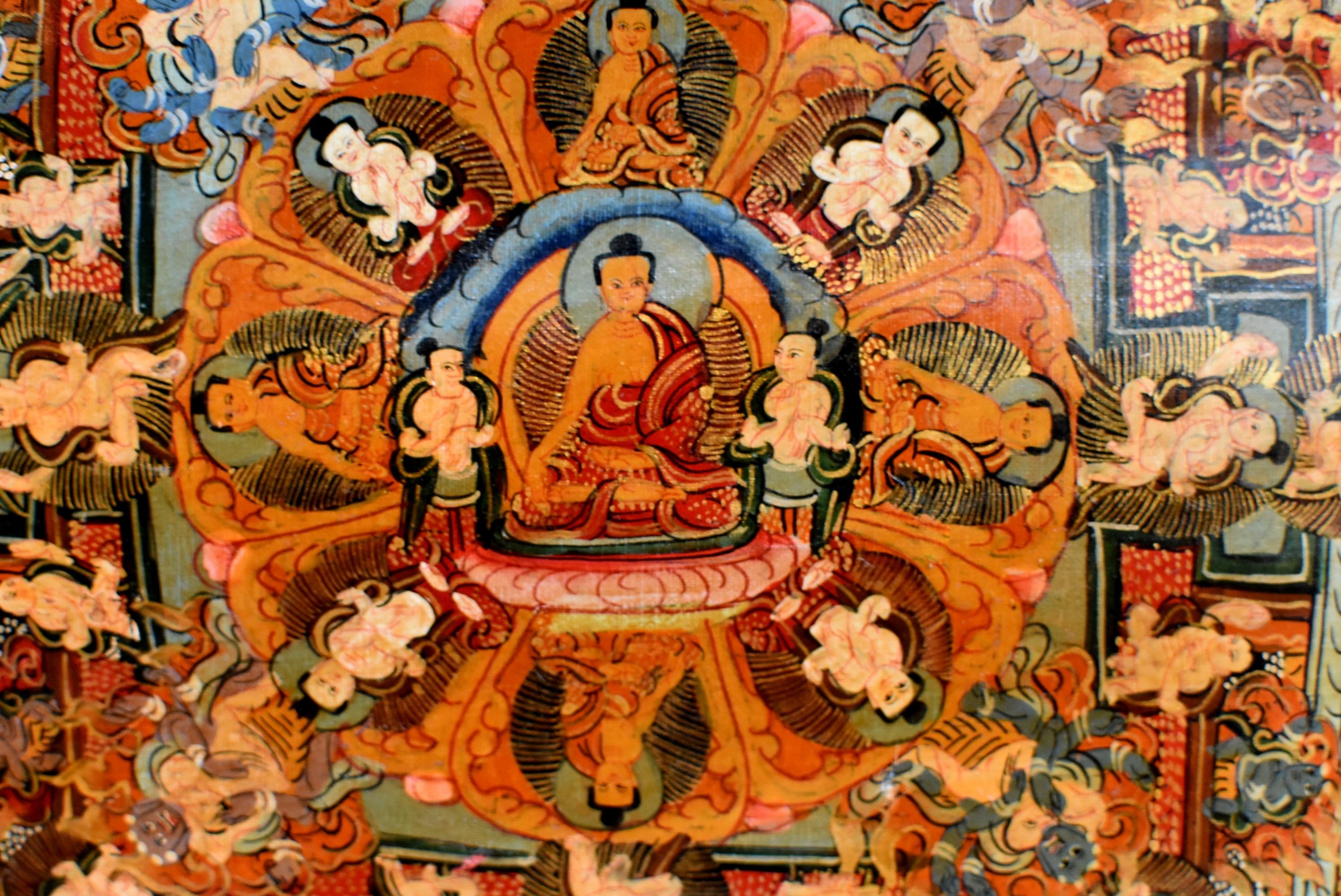 Tibetan Thangka Life of Buddha, Hand Painted Tanka 3