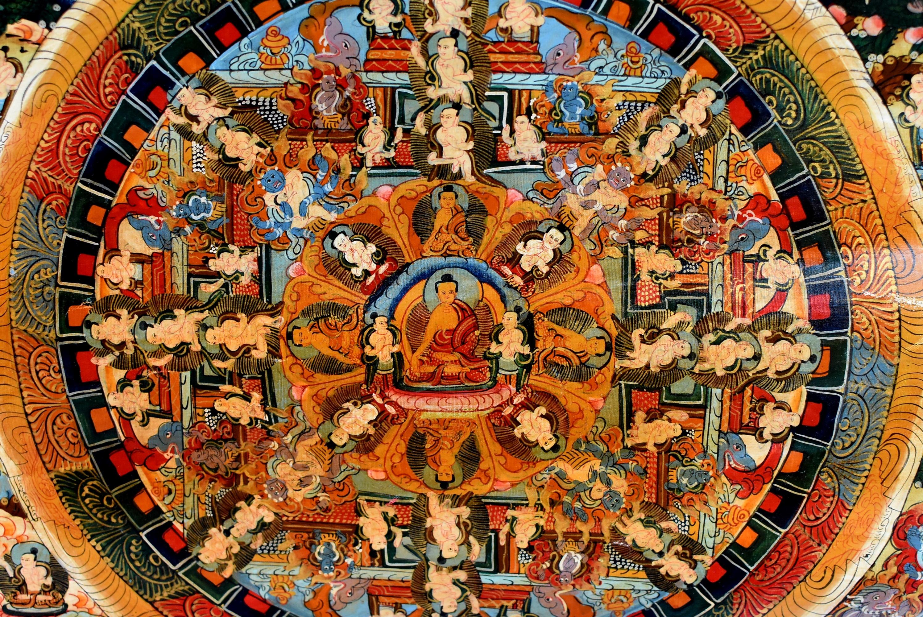 Hand-Painted Tibetan Thangka Life of Buddha, Hand Painted Tanka