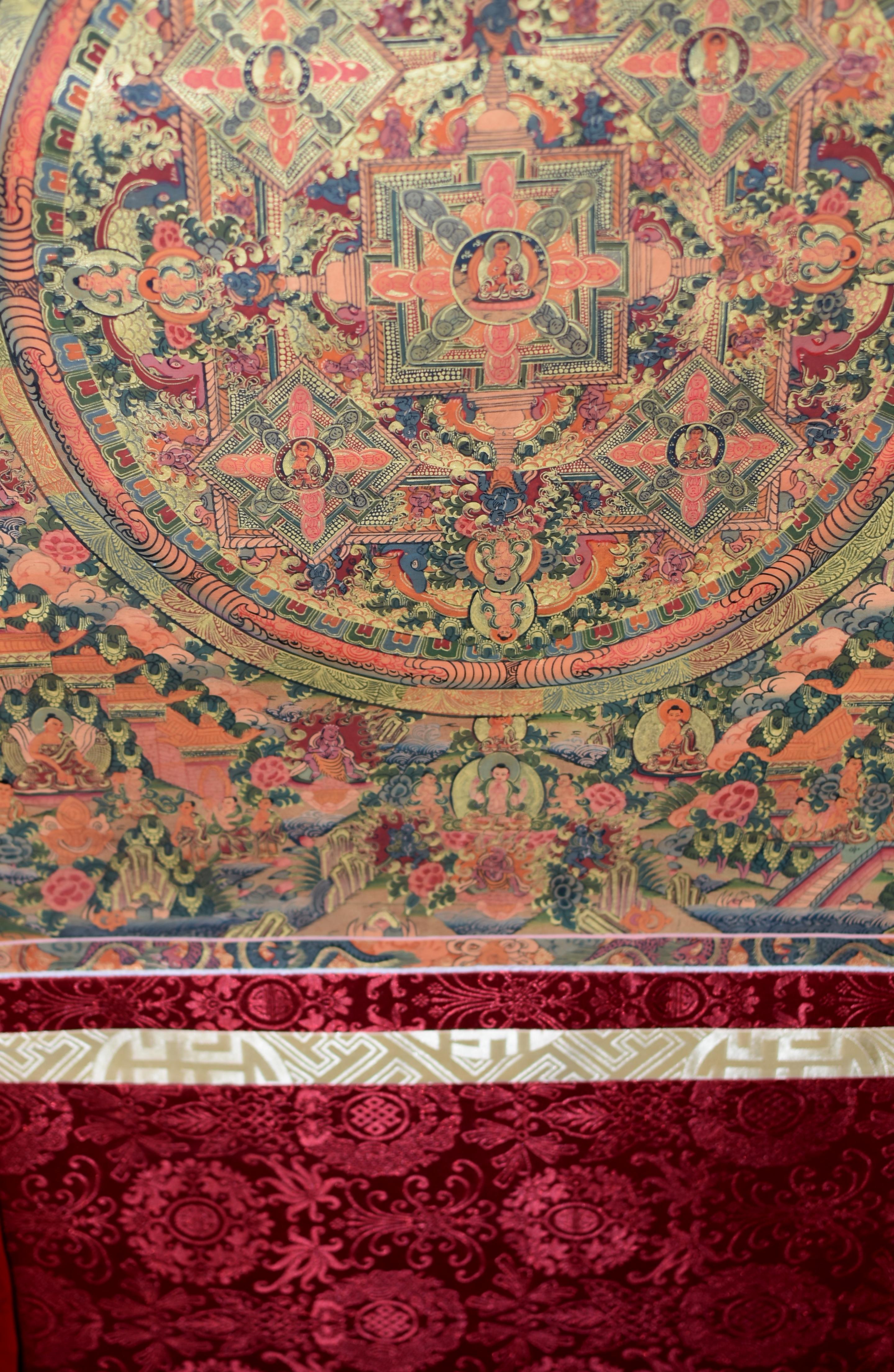 Tibetan Thangka of Teaching Hand Painted Gilded 9