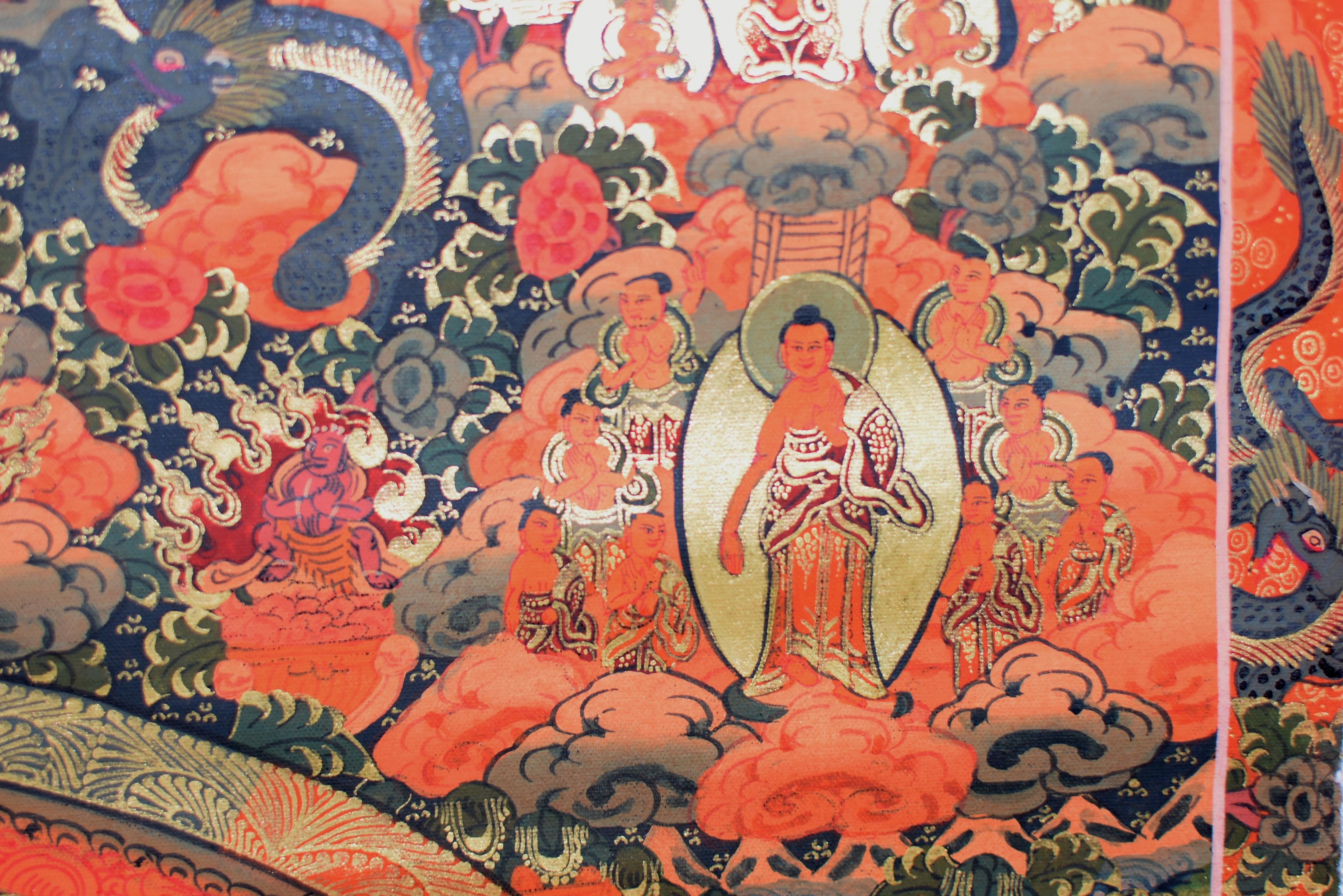 Tibetan Thangka of Teaching Hand Painted Gilded 10