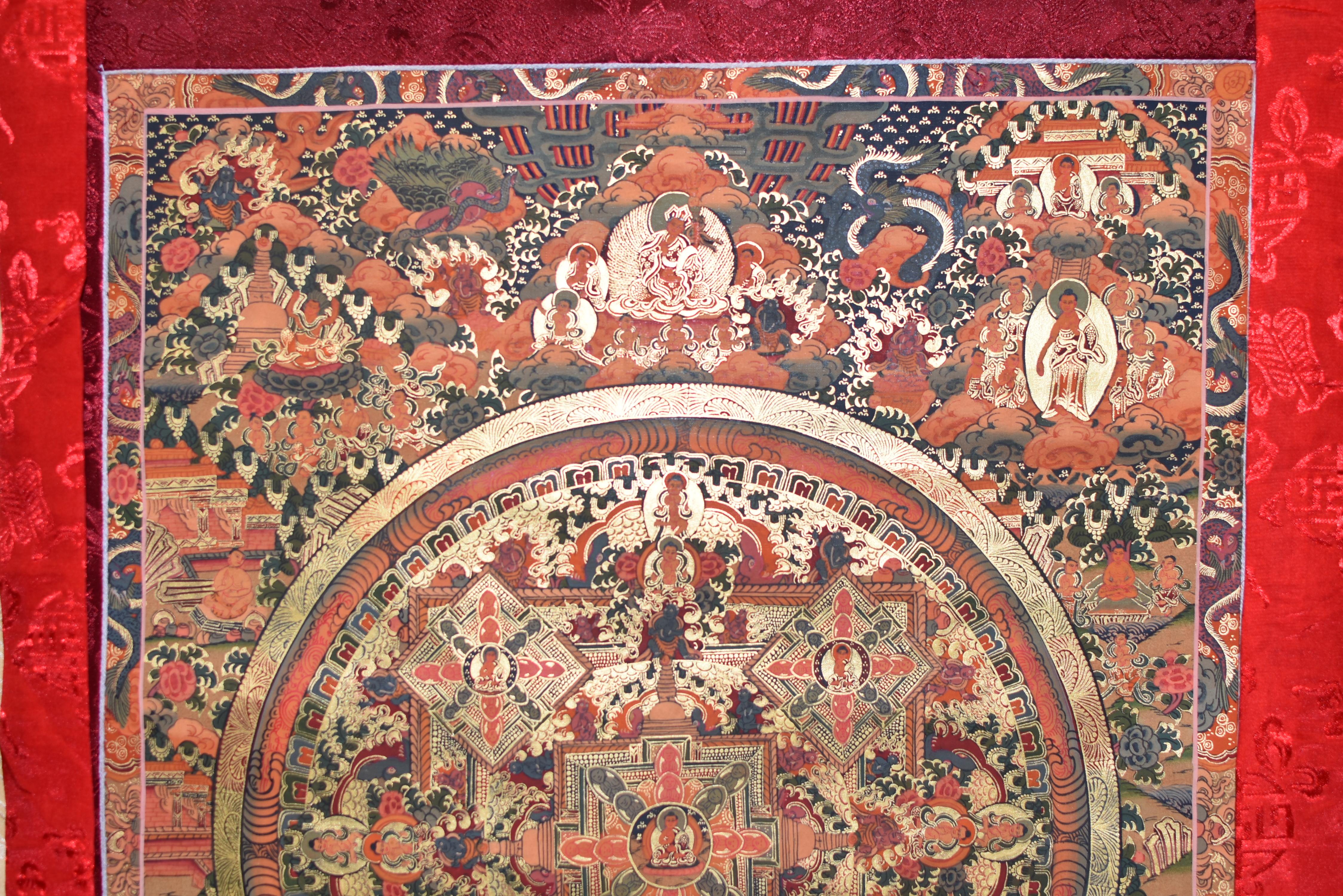 Tibetan Thangka of Teaching Hand Painted Gilded 12