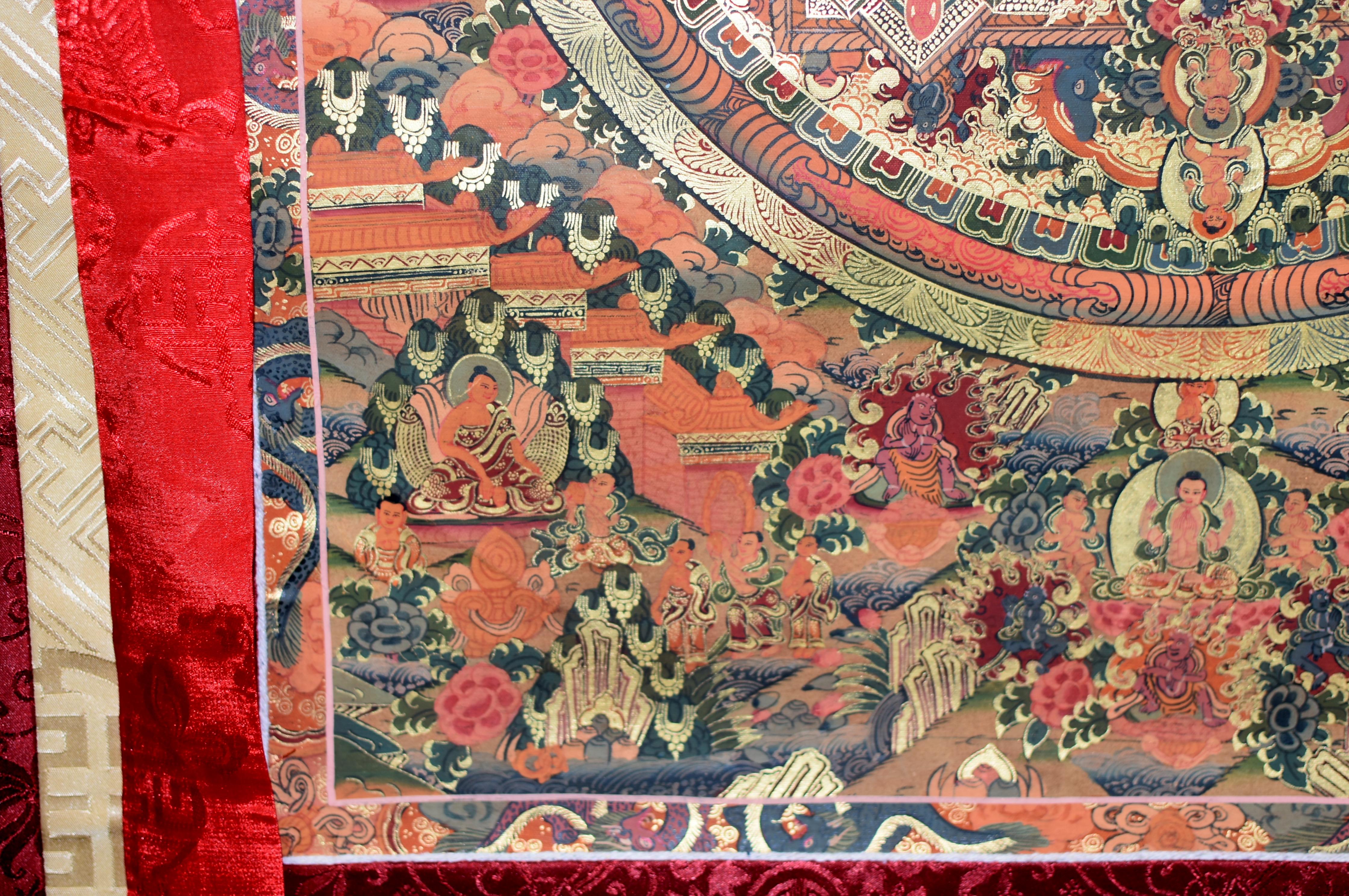 Tibetan Thangka of Teaching Hand Painted Gilded 1