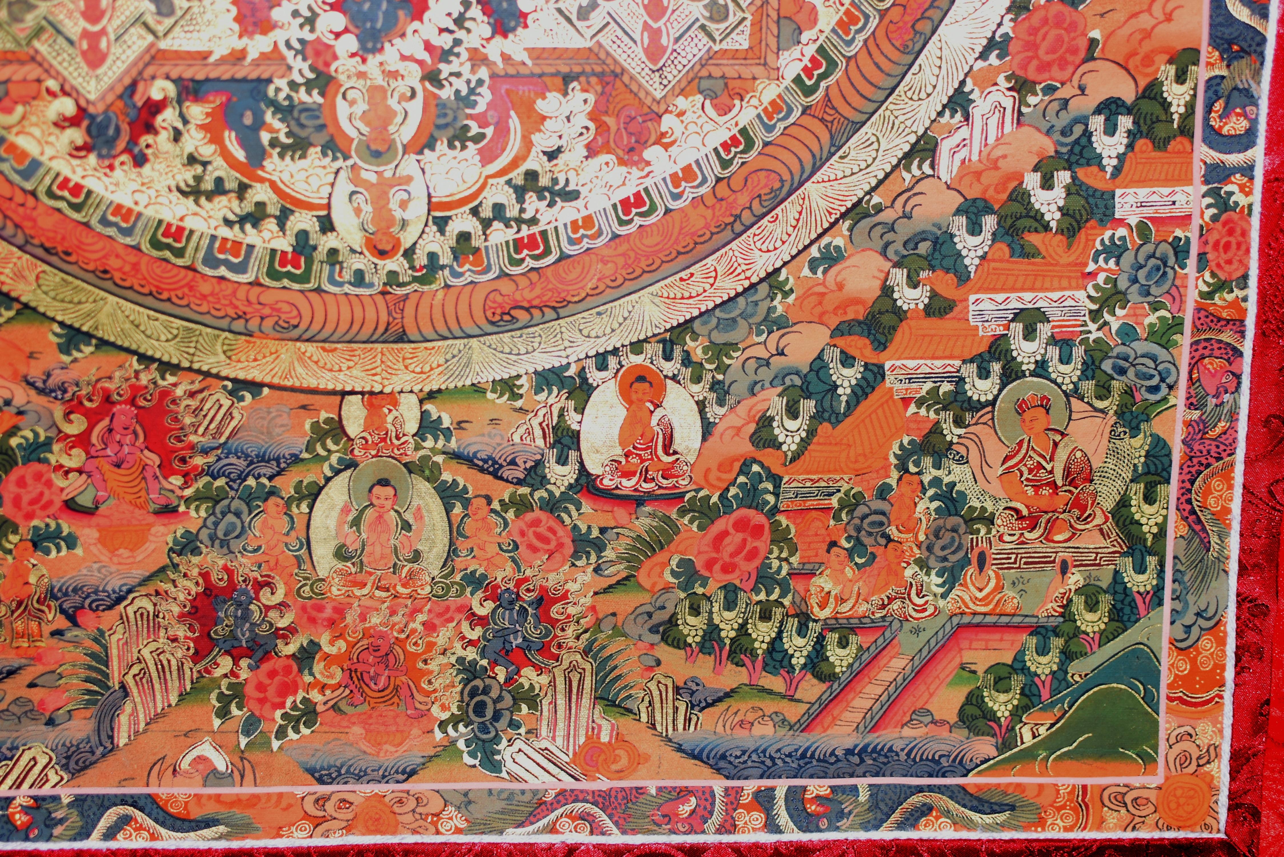 Tibetan Thangka of Teaching Hand Painted Gilded 2
