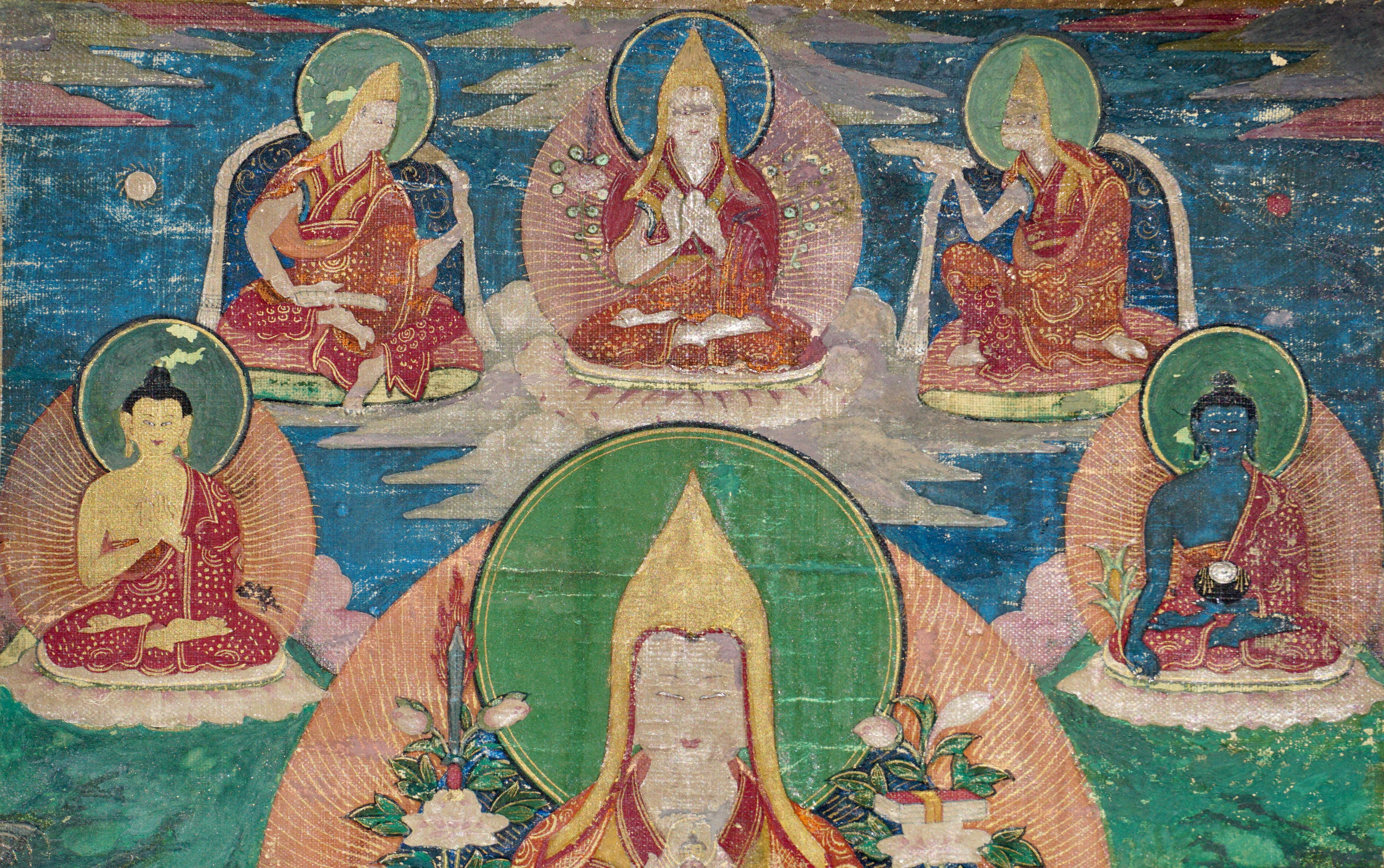 Paint Tibetan Thangka Of Tsongkhapa, 18th Century