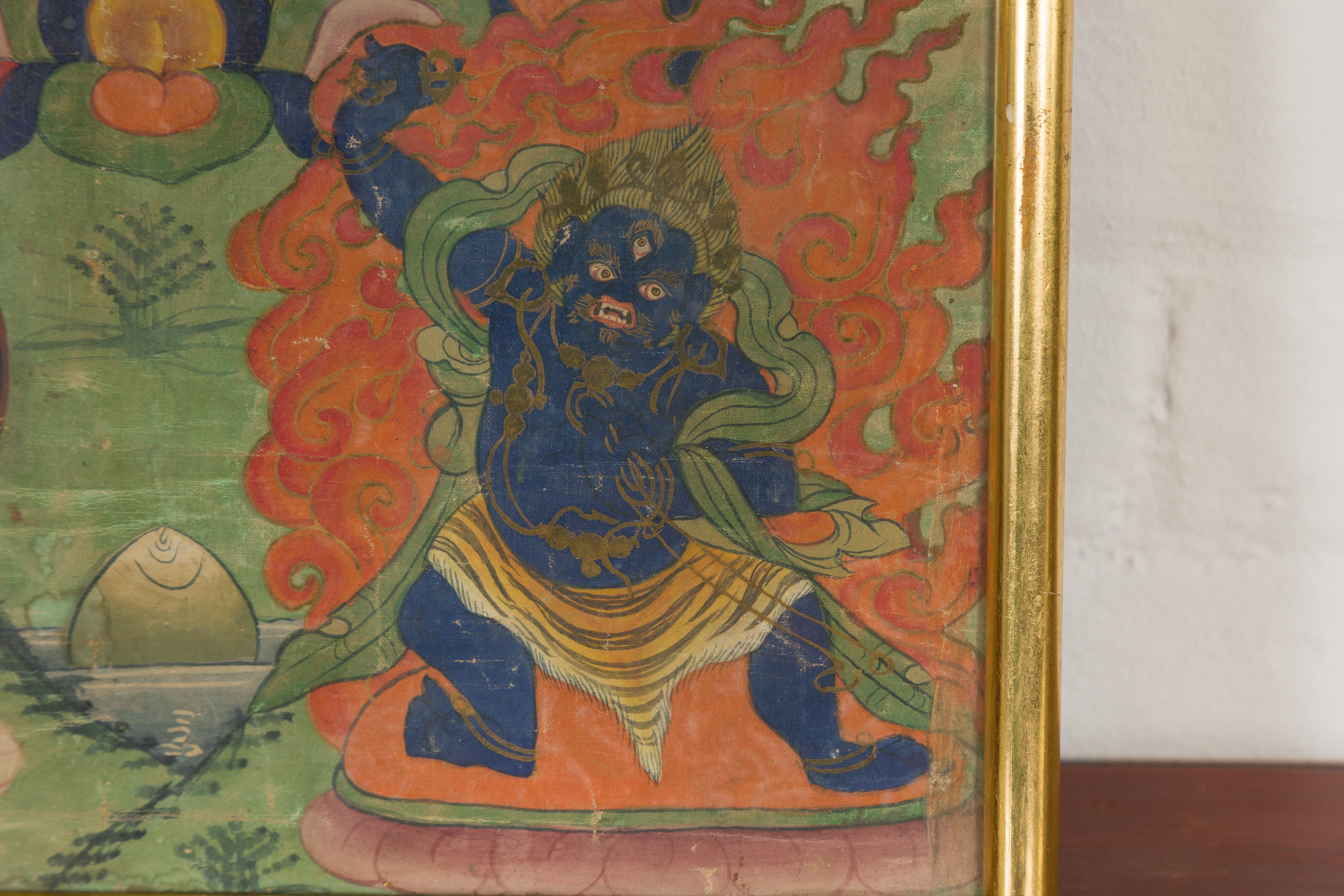 Antikes gerahmtes buddhistisches Gemälde im Angebot 7