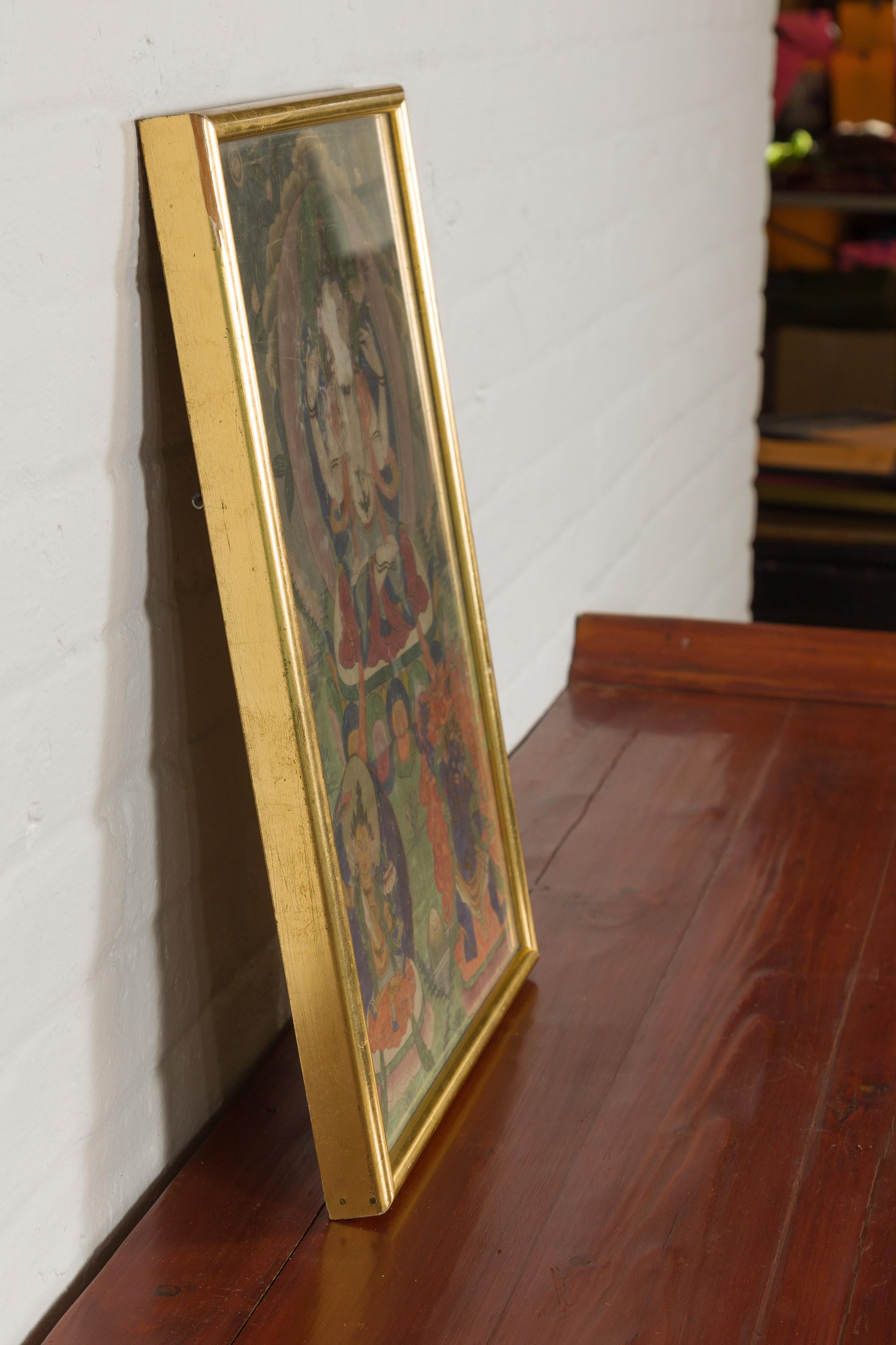 Antique Framed Buddhist Painting For Sale 8