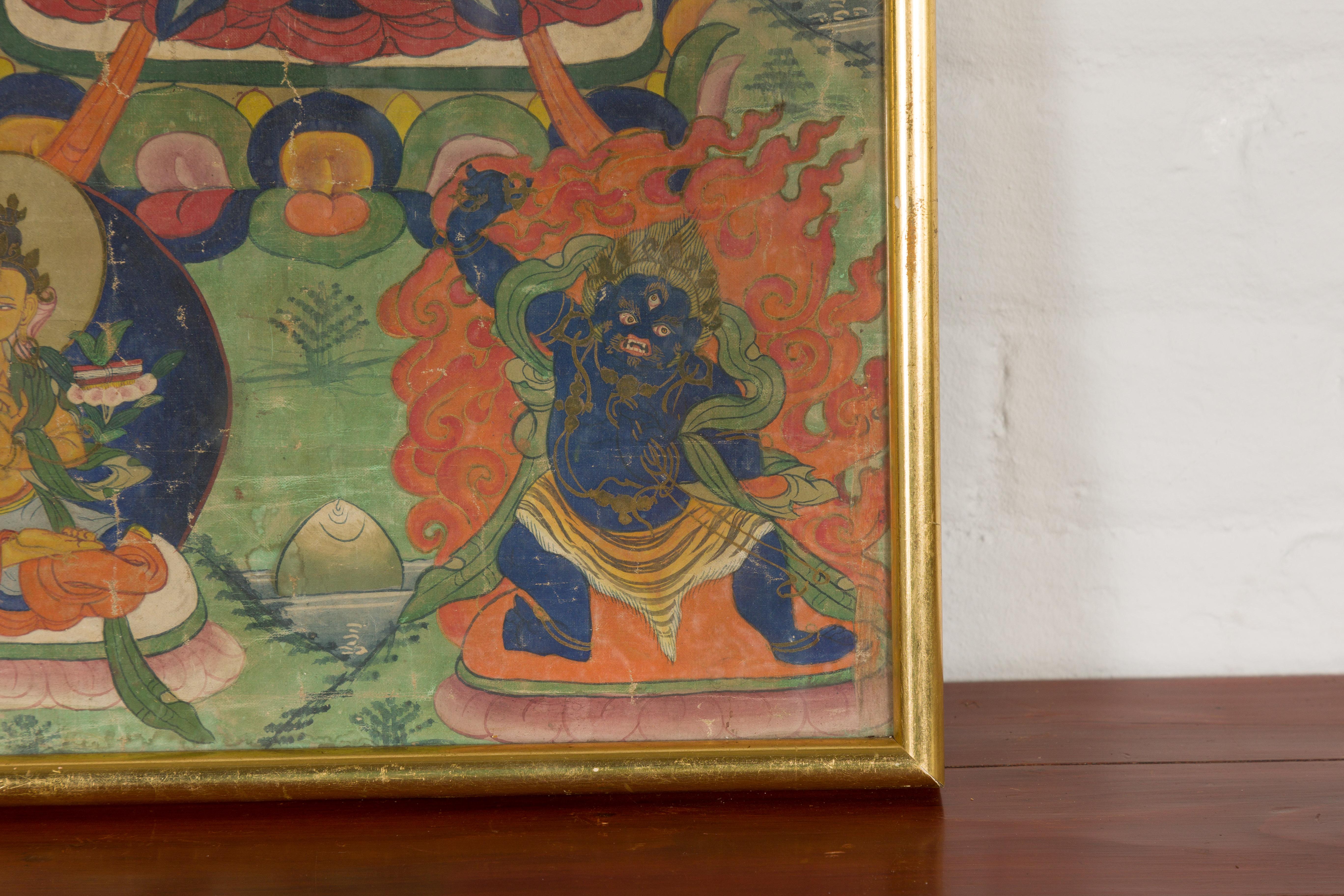 Antikes gerahmtes buddhistisches Gemälde im Angebot 2