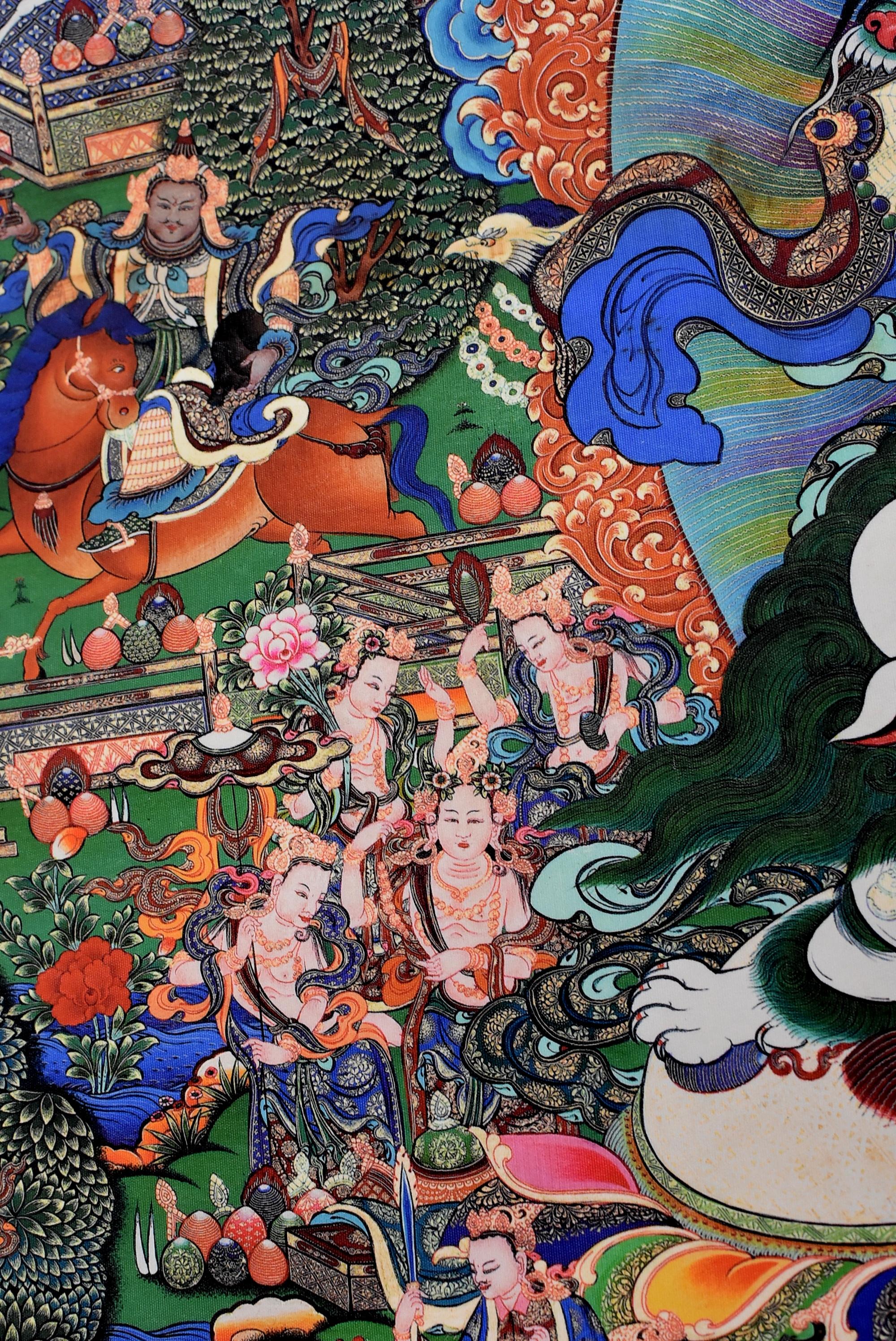 Tibetan Thangka Painting Dorje Drolo, Lapis Background Thanka 2