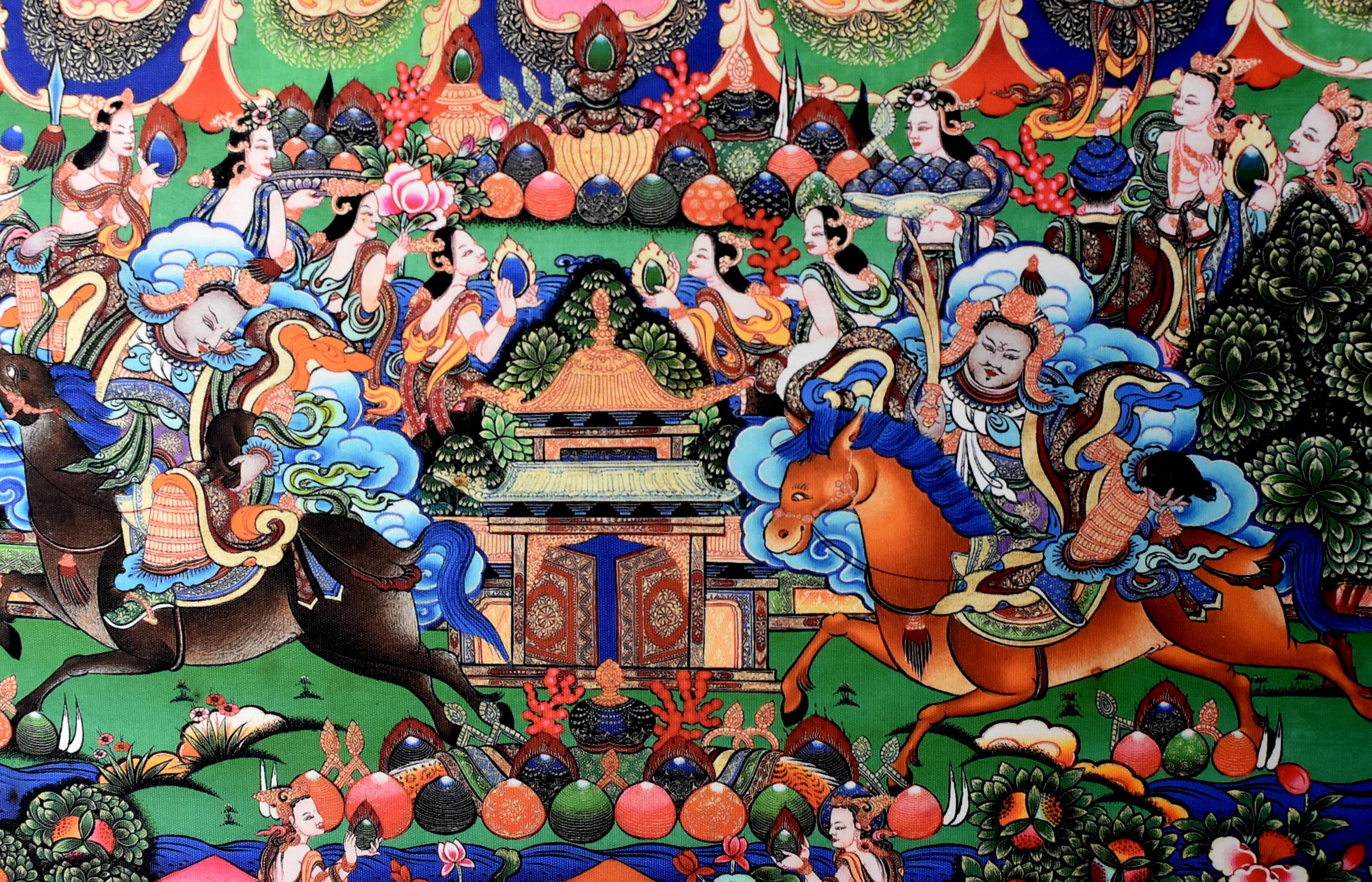 Tibetan Thangka Painting Dorje Drolo, Lapis Background Thanka 4