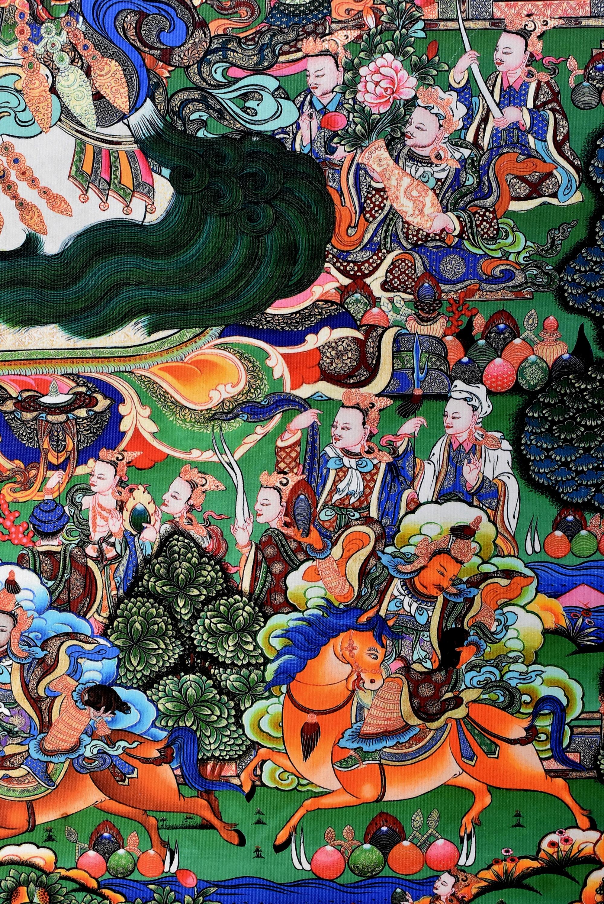Tibetan Thangka Painting Dorje Drolo, Lapis Background Thanka 5