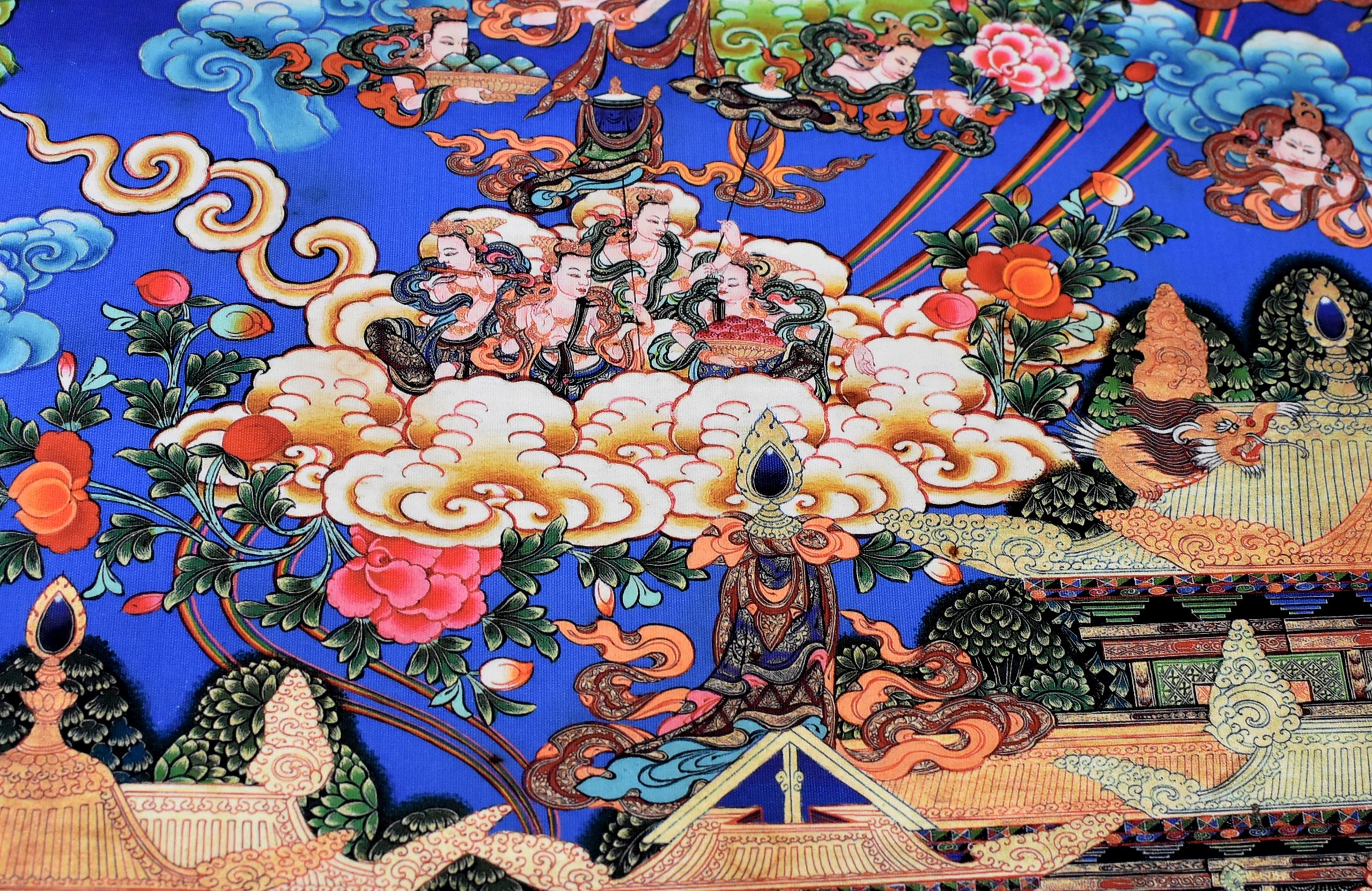 Tibetan Thangka Painting Dorje Drolo, Lapis Background Thanka 8