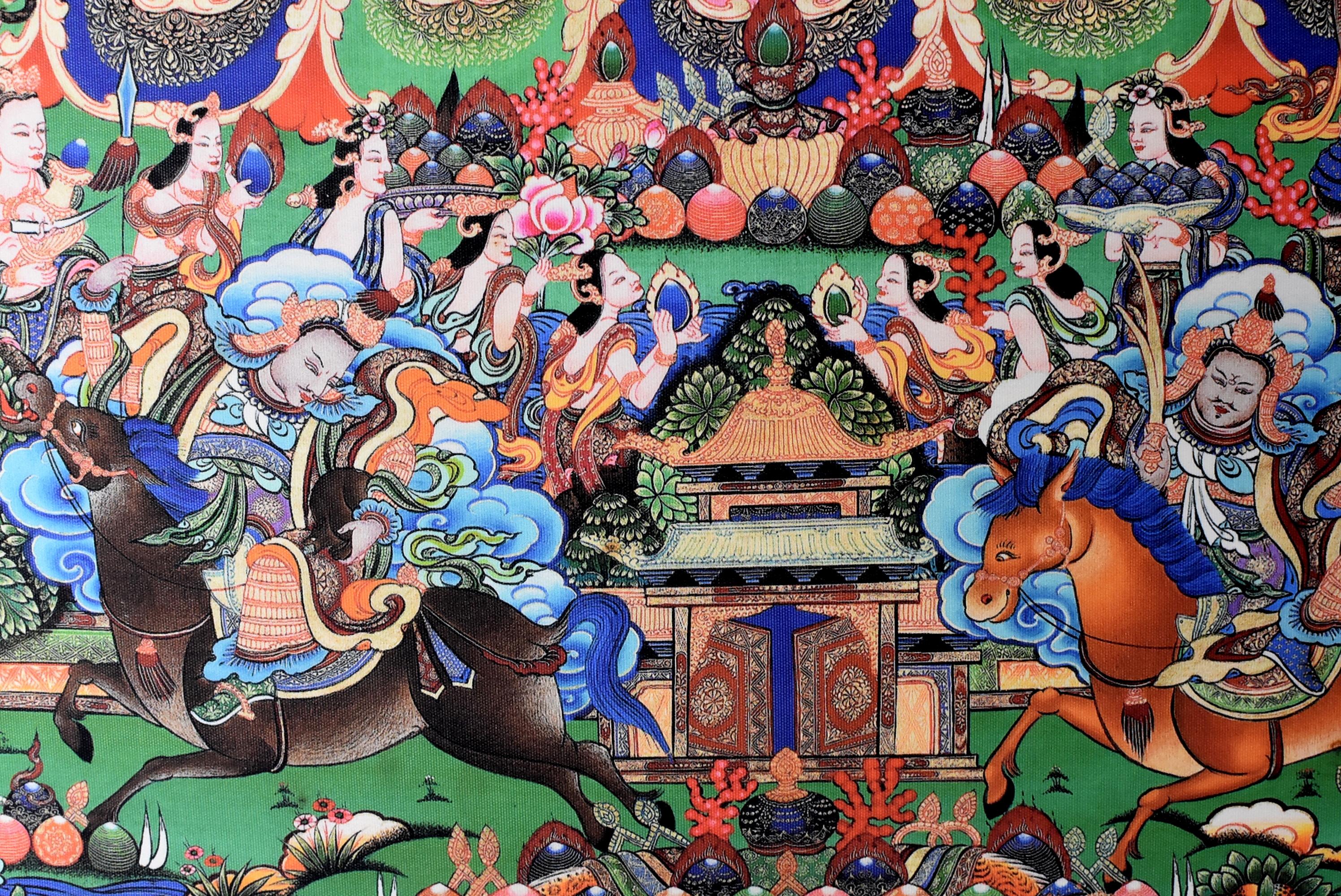 Tibetan Thangka Painting Dorje Drolo, Lapis Background Thanka 11