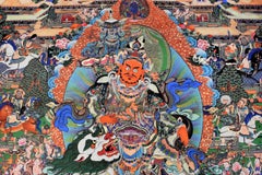 Tibetan Thangka Painting Dorje Drolo, Lapis Background Thanka
