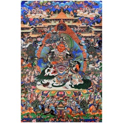 Tibetan Thangka Painting Dorje Drolo, Lapis Background Thanka