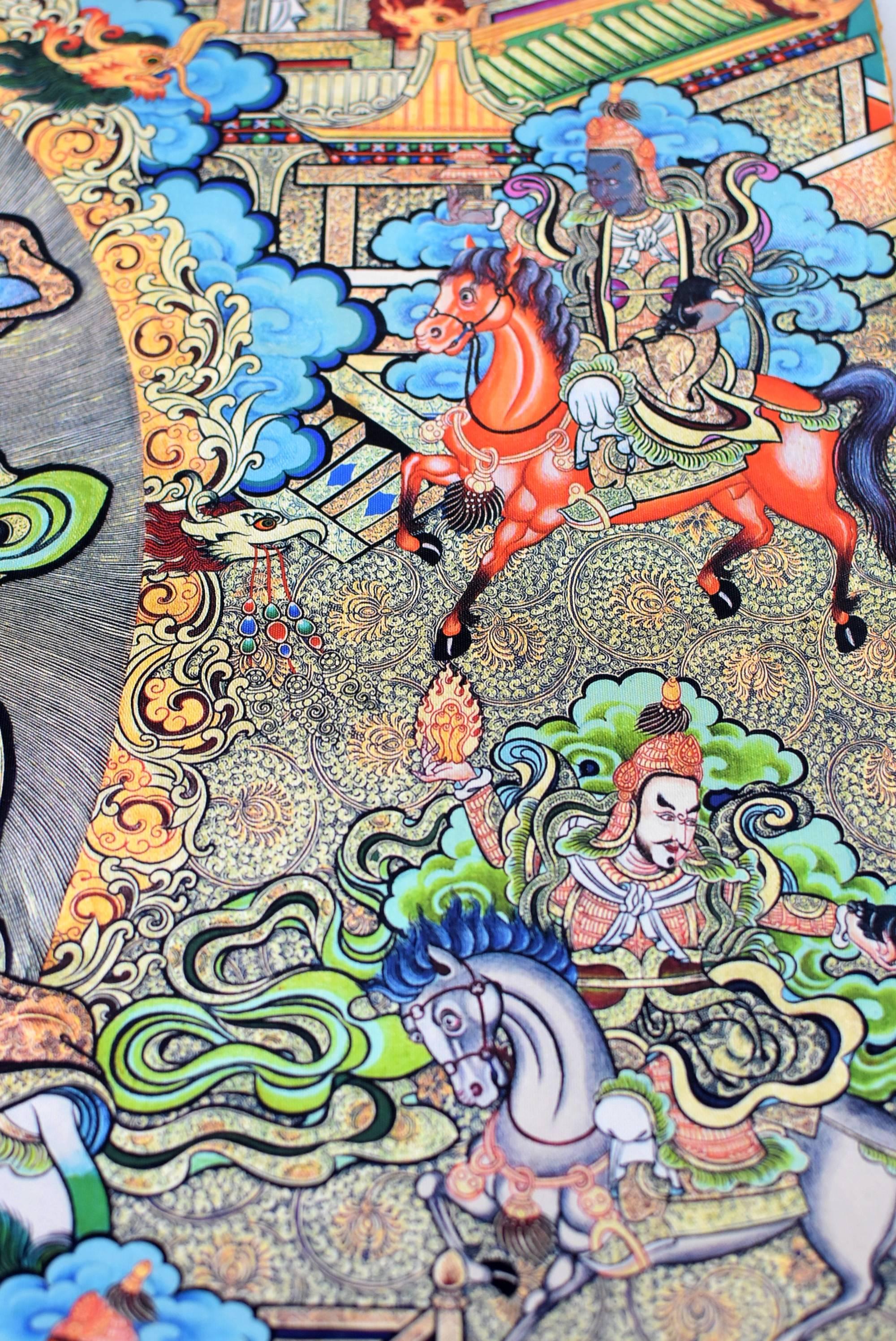 Contemporary Tibetan Thangka Painting Dorje Drolo, Hand-Painted Thanka