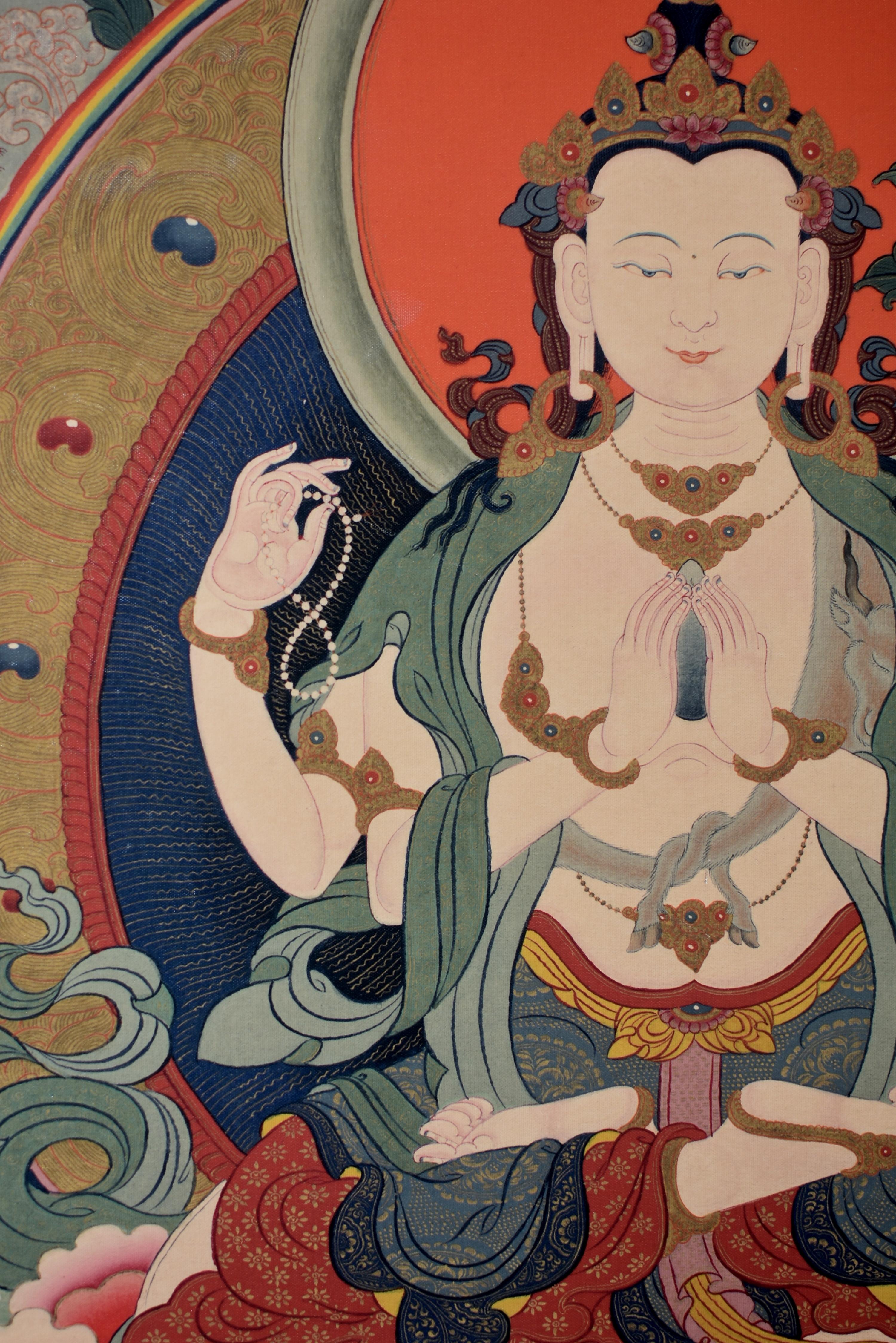 Tibetan Thangka White Tara on Linen Canvas 6
