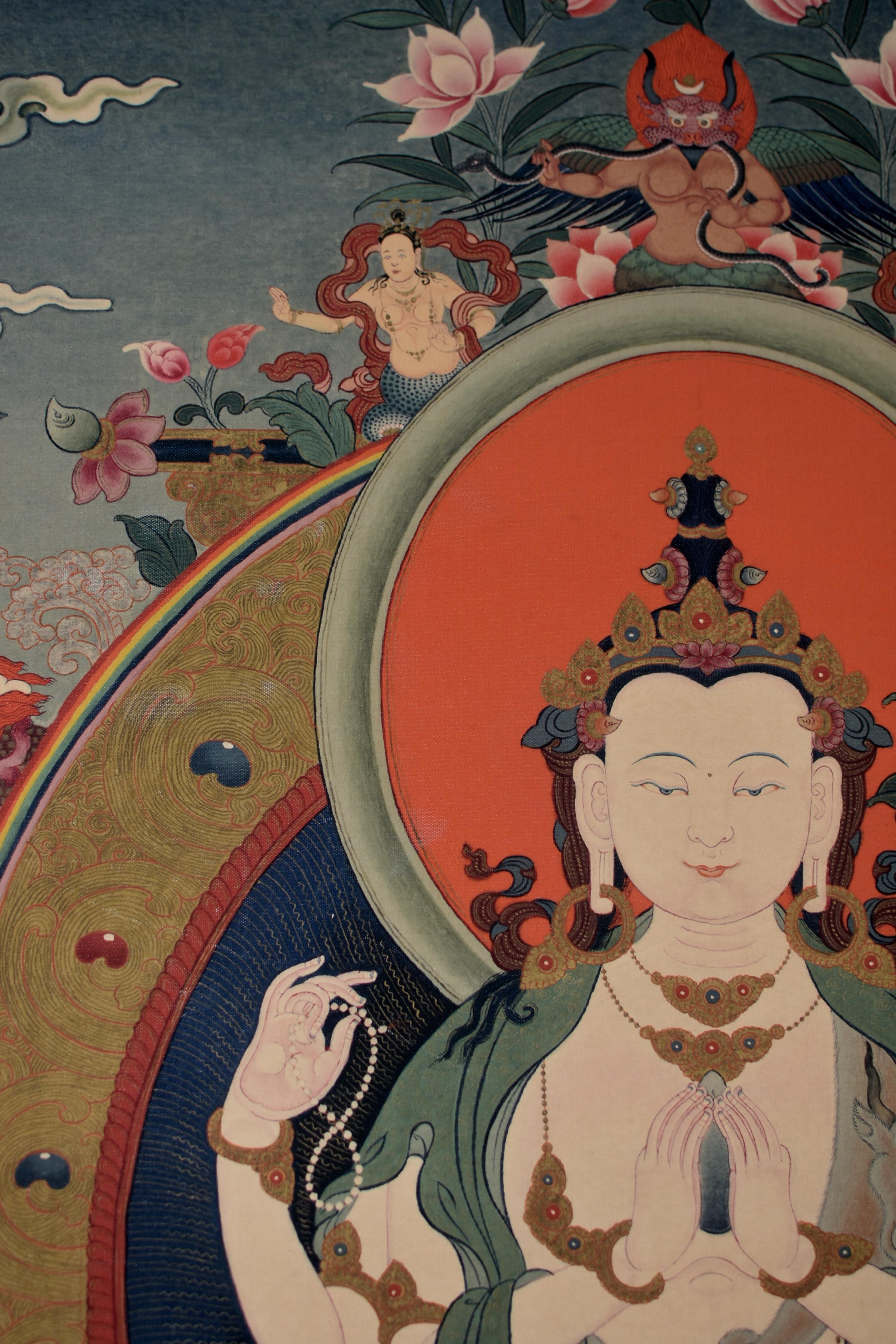 Tibetan Thangka White Tara on Linen Canvas 7
