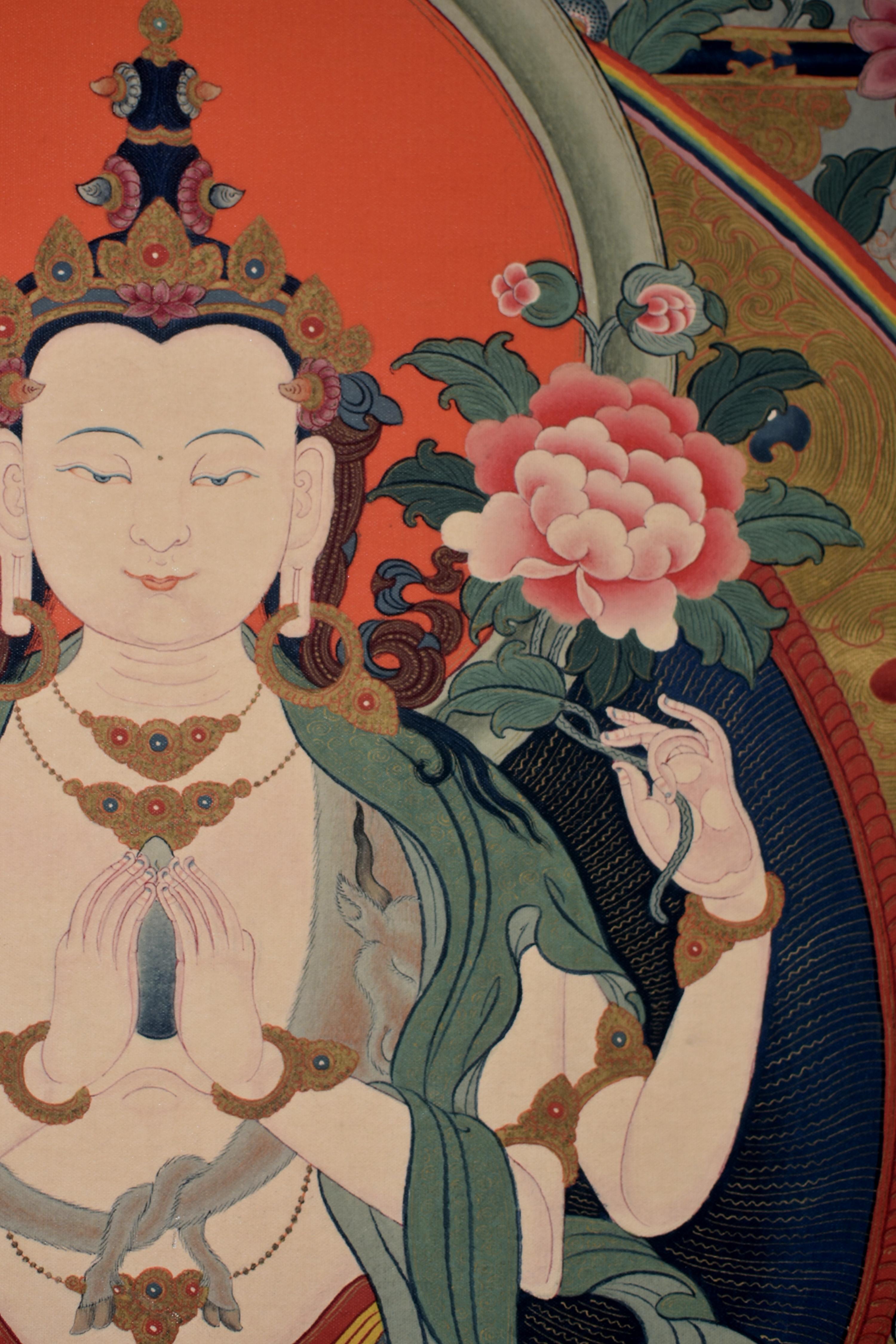Tibetan Thangka White Tara on Linen Canvas 8