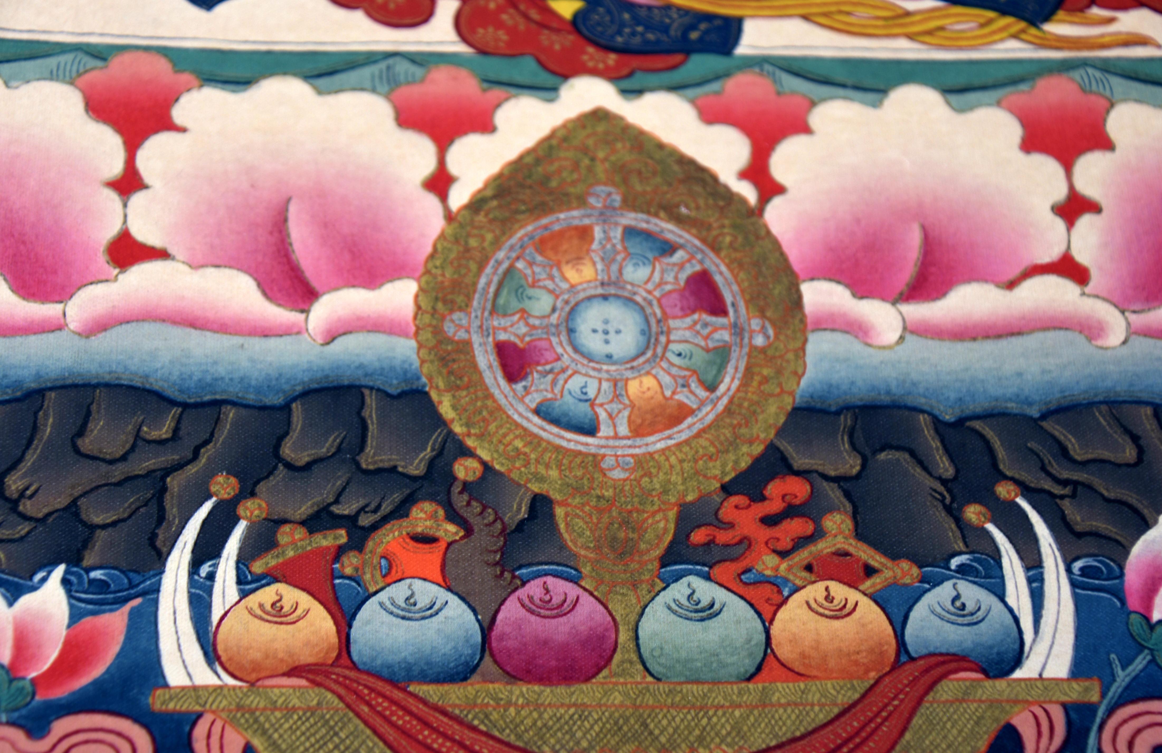 Tibetan Thangka White Tara on Linen Canvas 9
