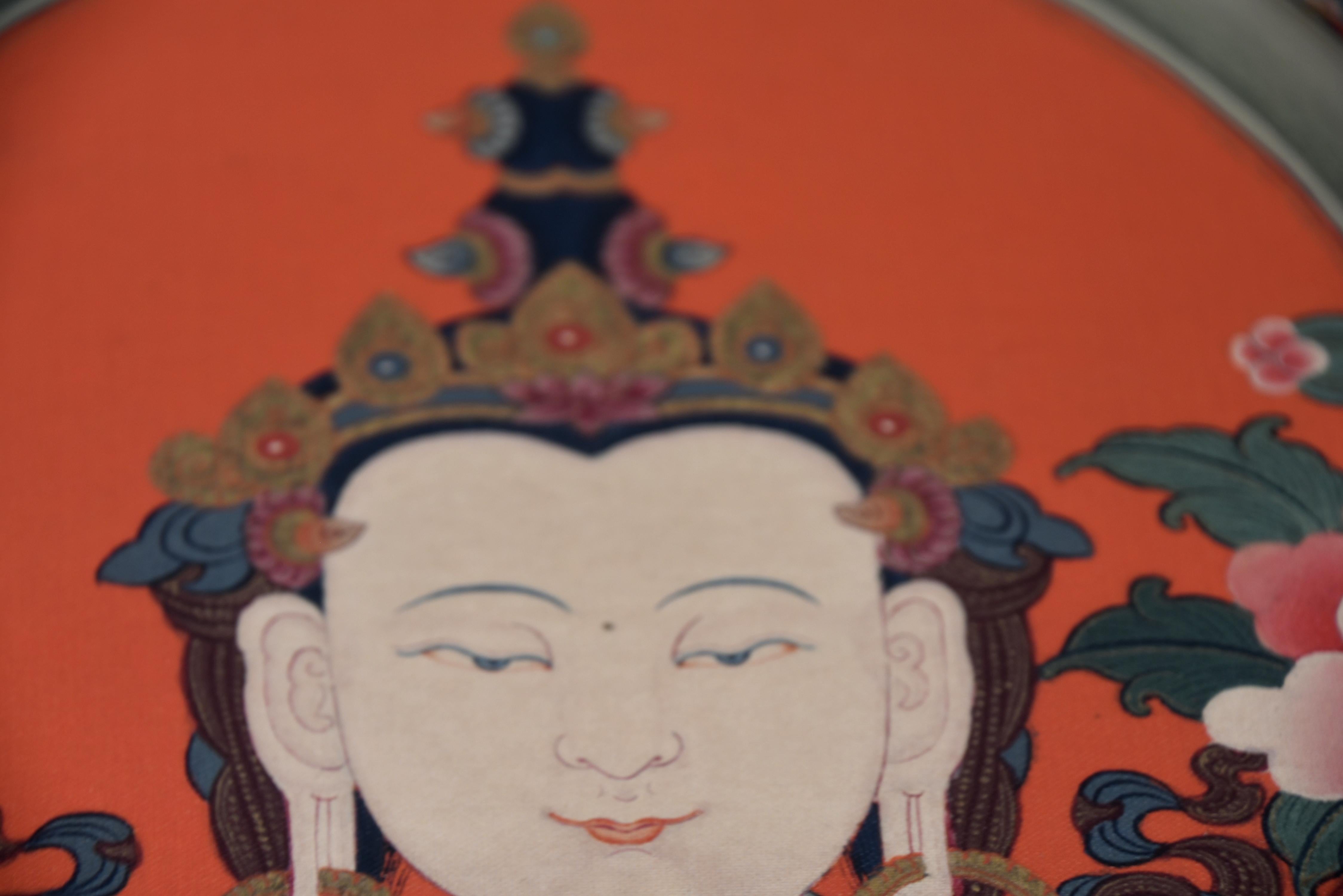 Tibetan Thangka White Tara on Linen Canvas 12