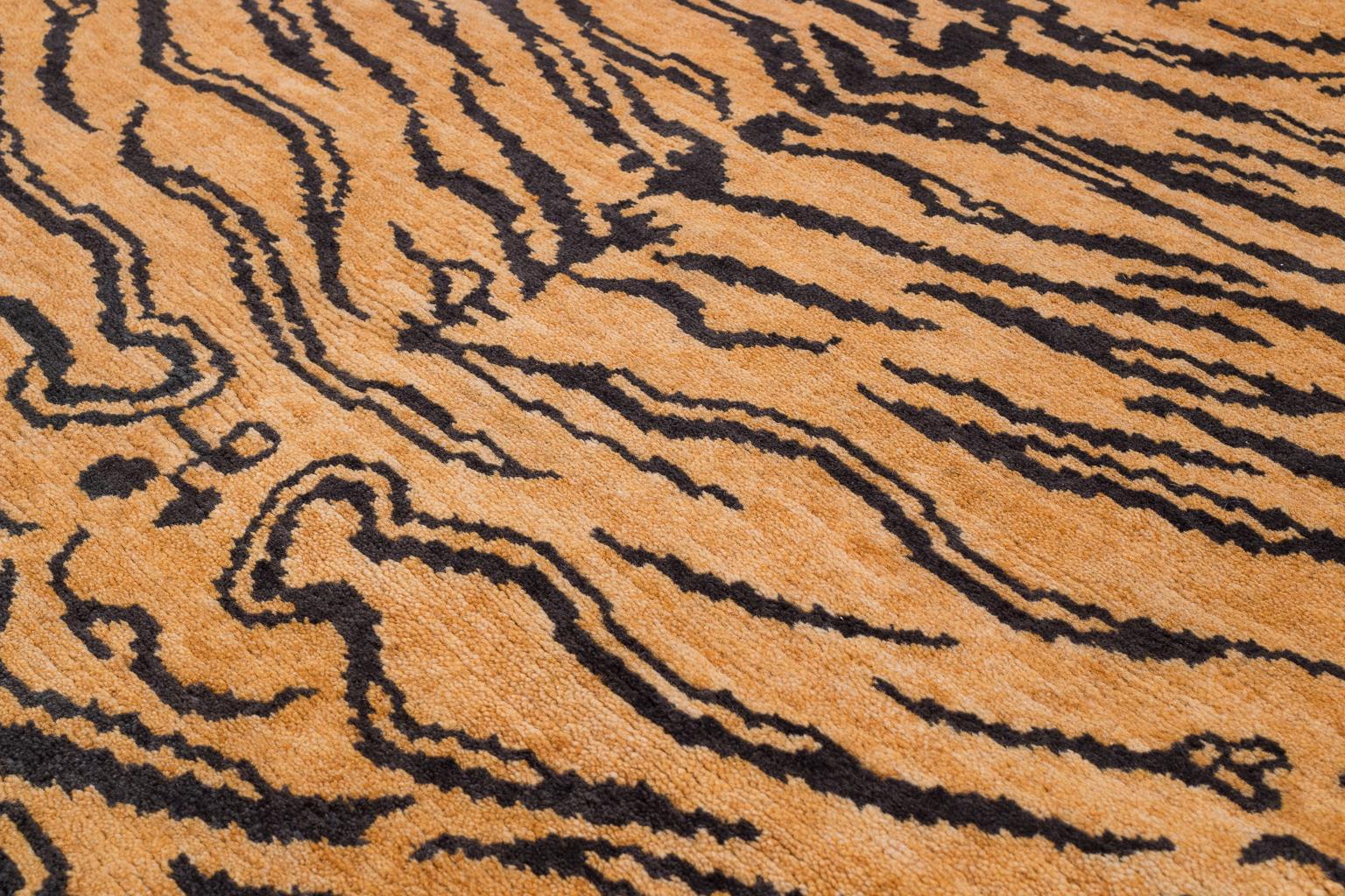 Hand-Knotted Tibetan Tiger Rug by Carini