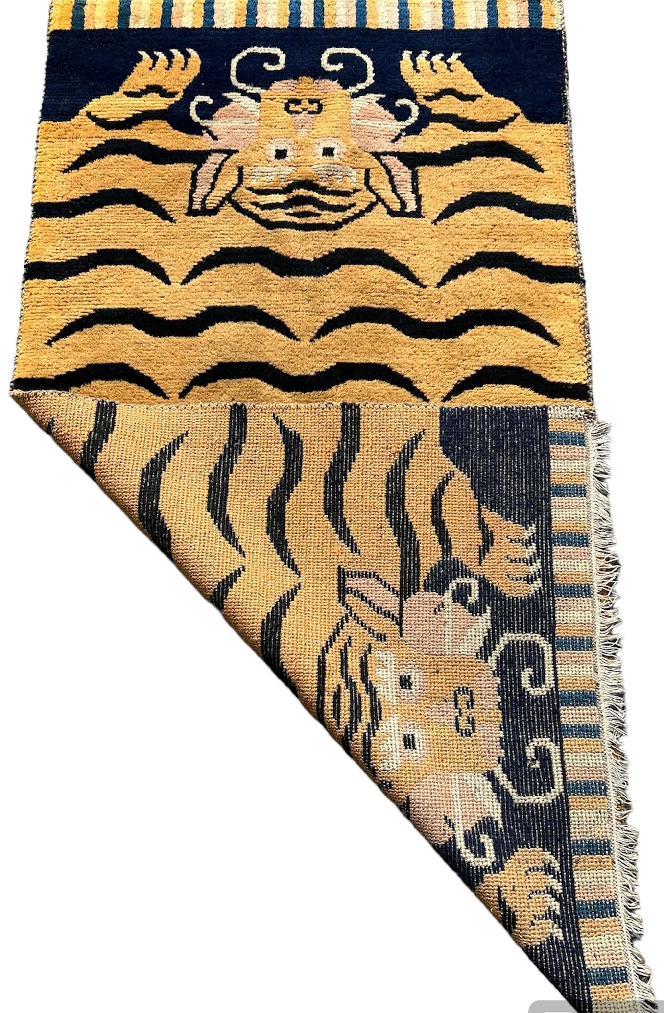 Hand-Woven Tibetan Tiger Rug For Sale