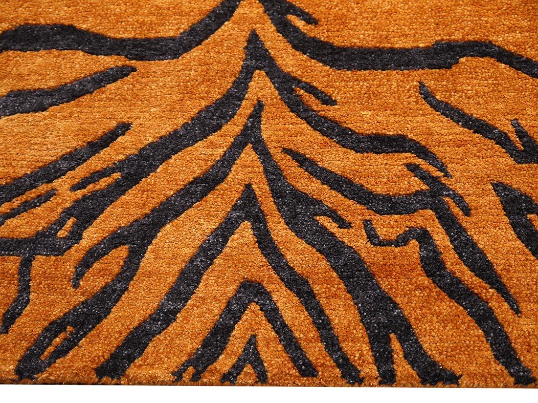 Tibetan Tiger Rug Hand Knotted Wool Rust Silk Graphite by Djoharian Collection For Sale 12