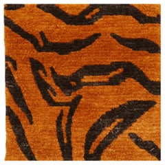 Tibetan Tiger Rug Hand Knotted Wool Rust Silk Graphite by Djoharian Collection