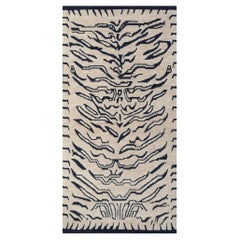 Tibetan Tiger Rug Pure Wool Hand Knotted Beige Charcoal by Djoharian Collection