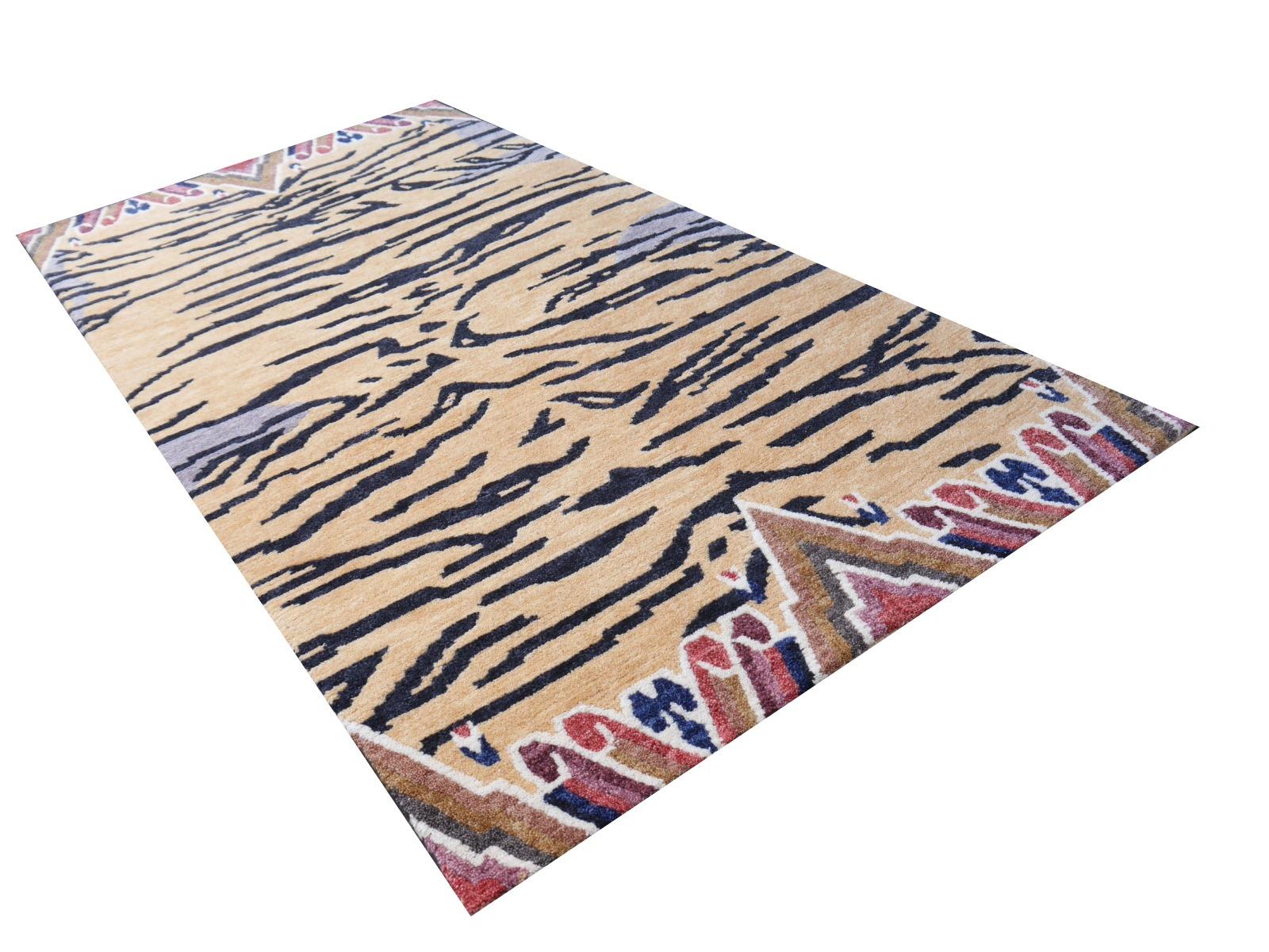 Tibetan Tiger Rug Pure Wool Hand Knotted by Djoharian Collection Antique Design 4